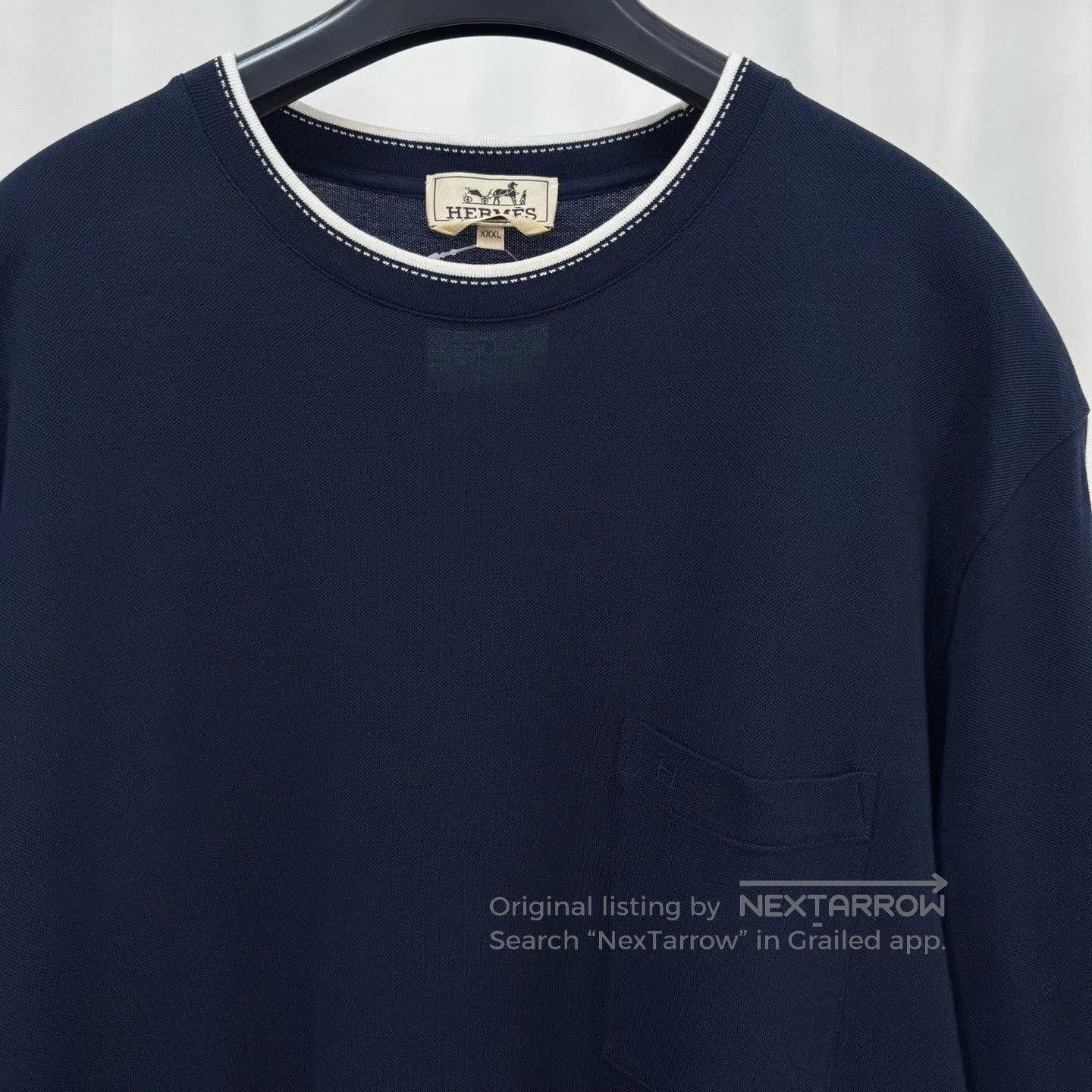 Hermes Hermes Blue Short-Sleeve Top White Collar. Size US M / EU 48-50 / 2 - 3 Thumbnail