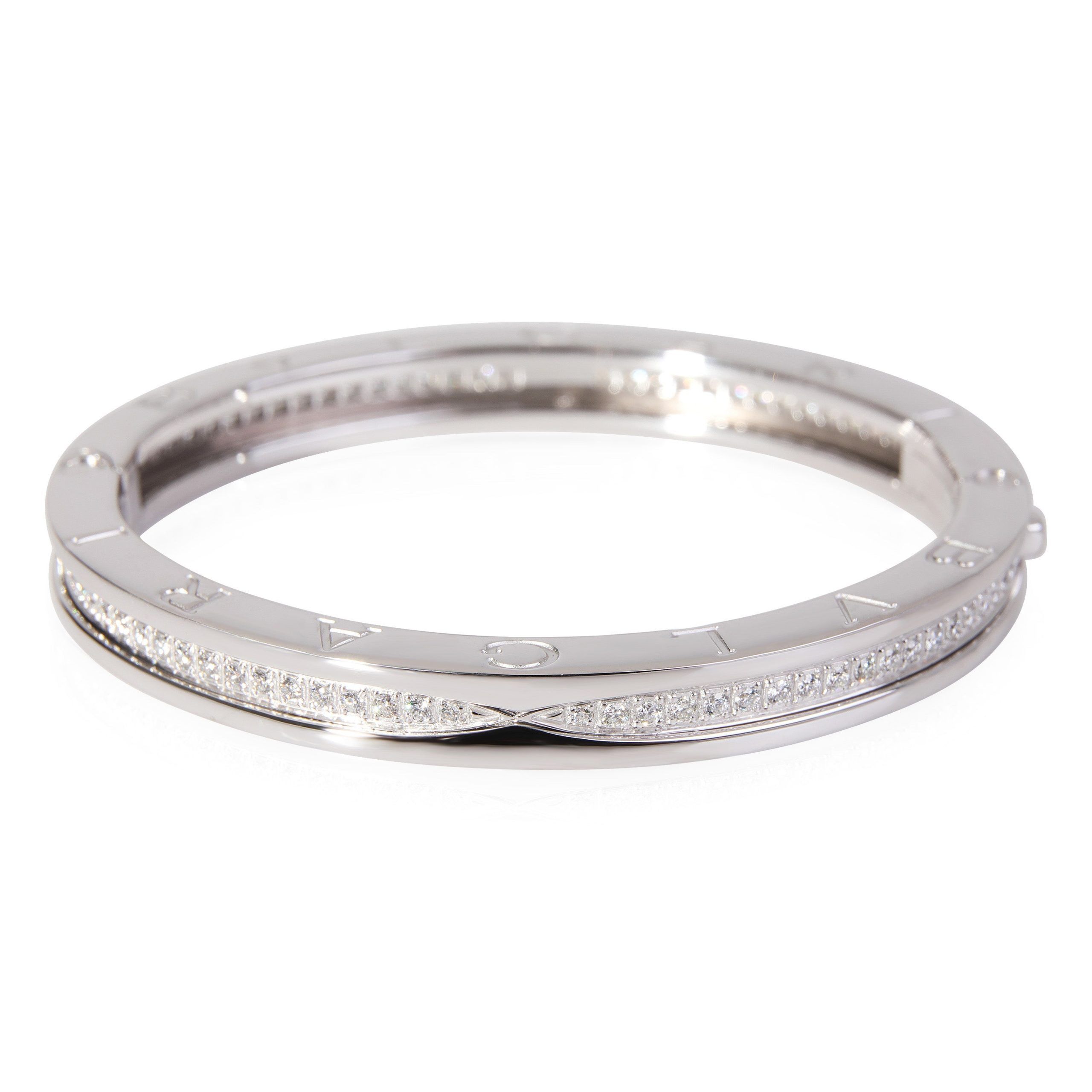 image of Bvlgari B.zero1 Diamond Bracelet In 18K White Gold, Women's