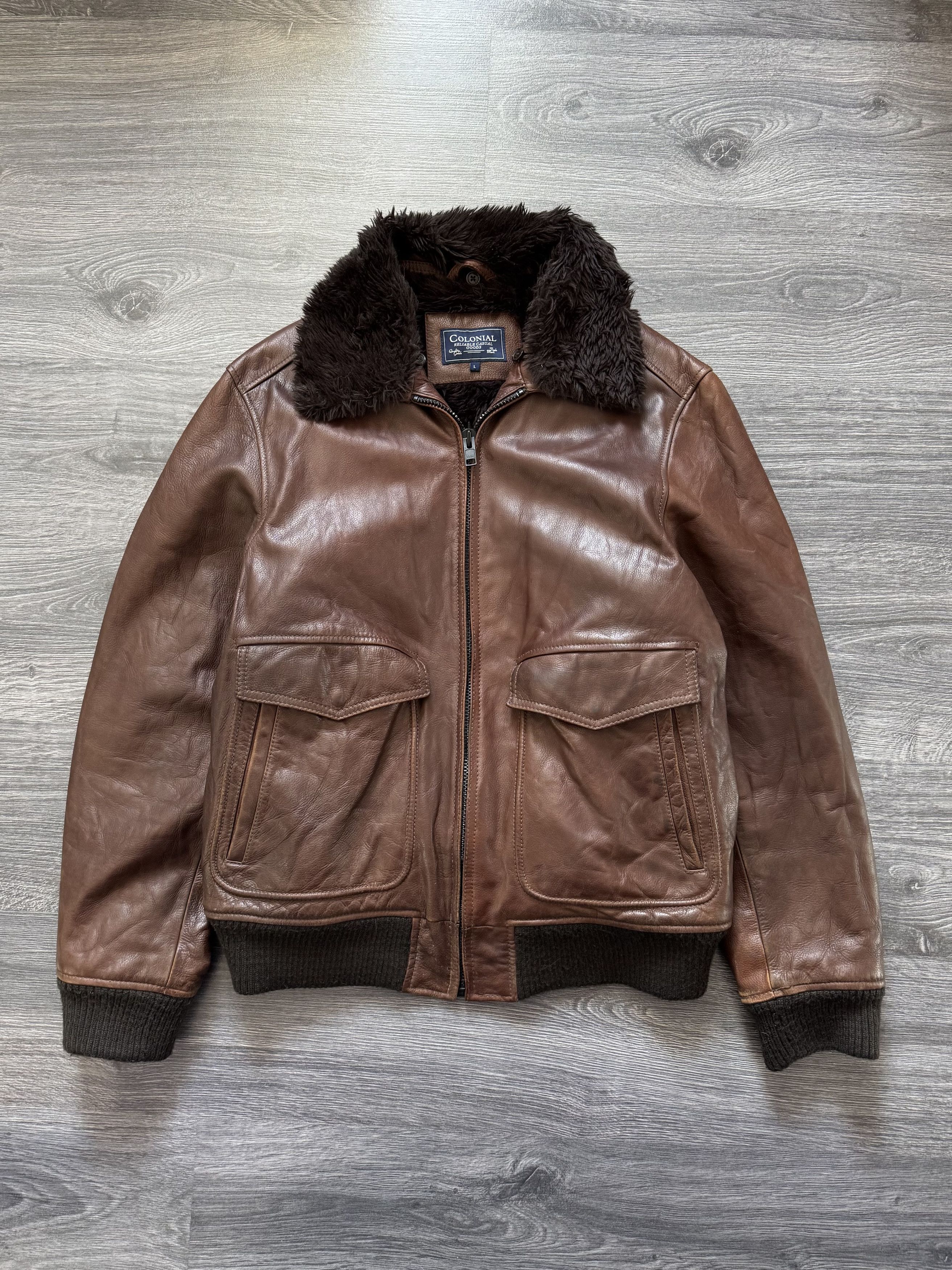 Leather Vintage A2 Leather Bomber Jacket with Faux Fur Lining Size US L / EU 52-54 / 3 - 1 Thumbnail