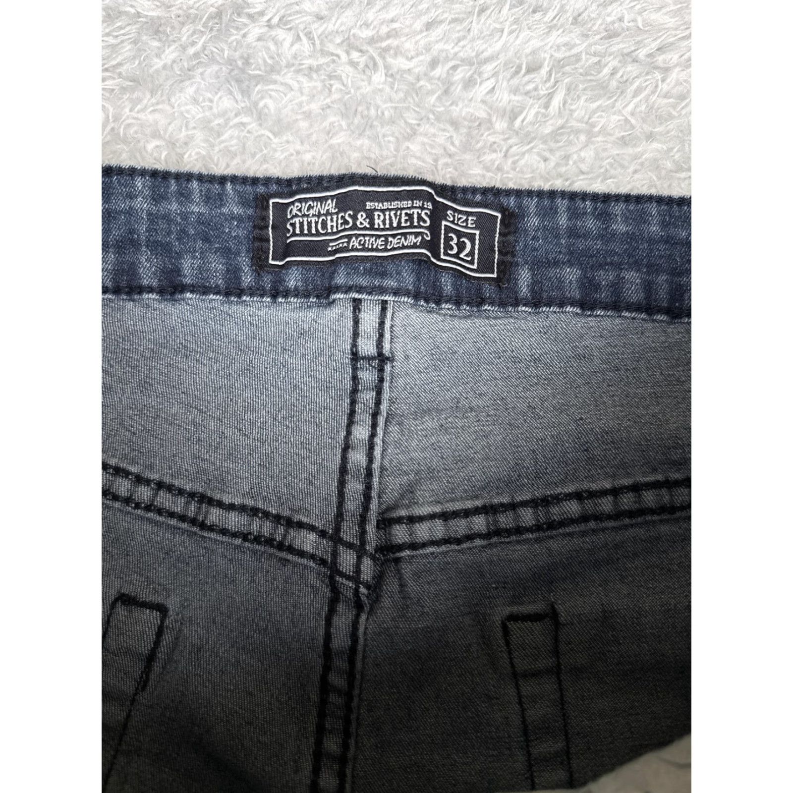 Vintage Stitches & Rivets Jeans Mens 32x30 Blue Wash Active Denim Slim Tapered Stretch Size US 32 / EU 48 - 6 Thumbnail