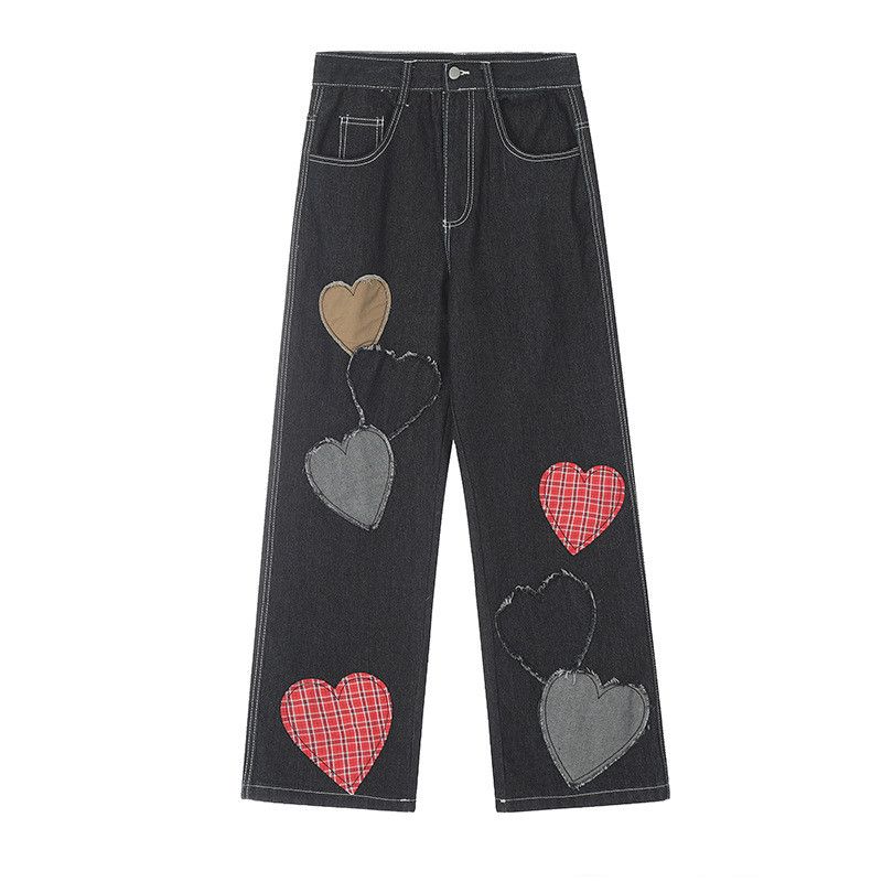 Vintage Men's Street Loose Retro Heart-Shaped Straight Leg Jeans Size US 32 / EU 48 - 1 Thumbnail