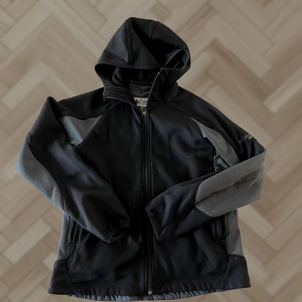 Vintage Columbia Hooded Softshell Jacket Women Small Black Gray Jacket Size S / US 4 / IT 40 - 1 Thumbnail