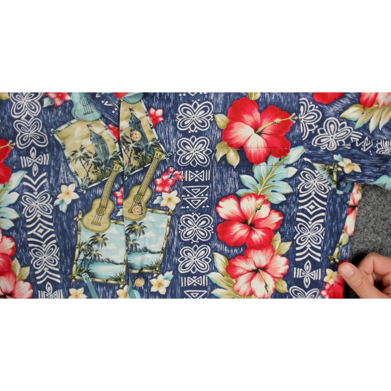 Vintage RJC Vintage 80s Single Stitch Ukulele Hawaiian Shirt Size US M / EU 48-50 / 2 - 9 Thumbnail