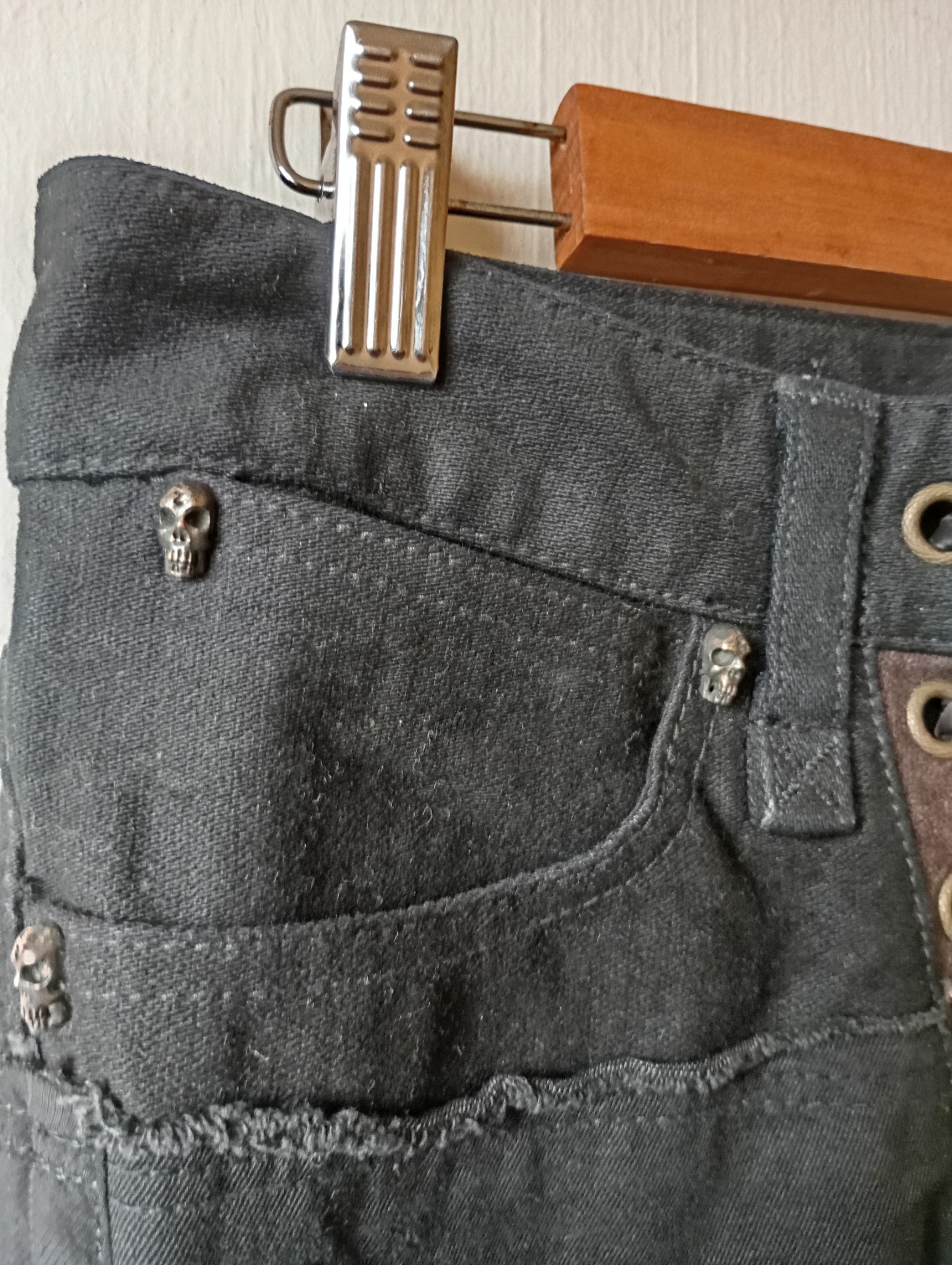 If Six Was Nine Ifsixwasnine black lace front 00s mud max flared denim Size 30" / US 8 / IT 44 - 4 Thumbnail