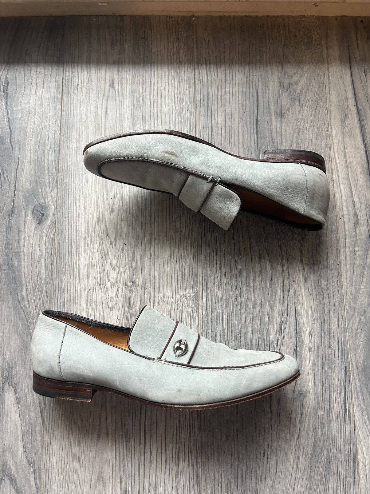 Gucci Gucci Light Blue Suede Loafers with Metal Accent - Size 43E Size US 10 / EU 43 - 5 Thumbnail
