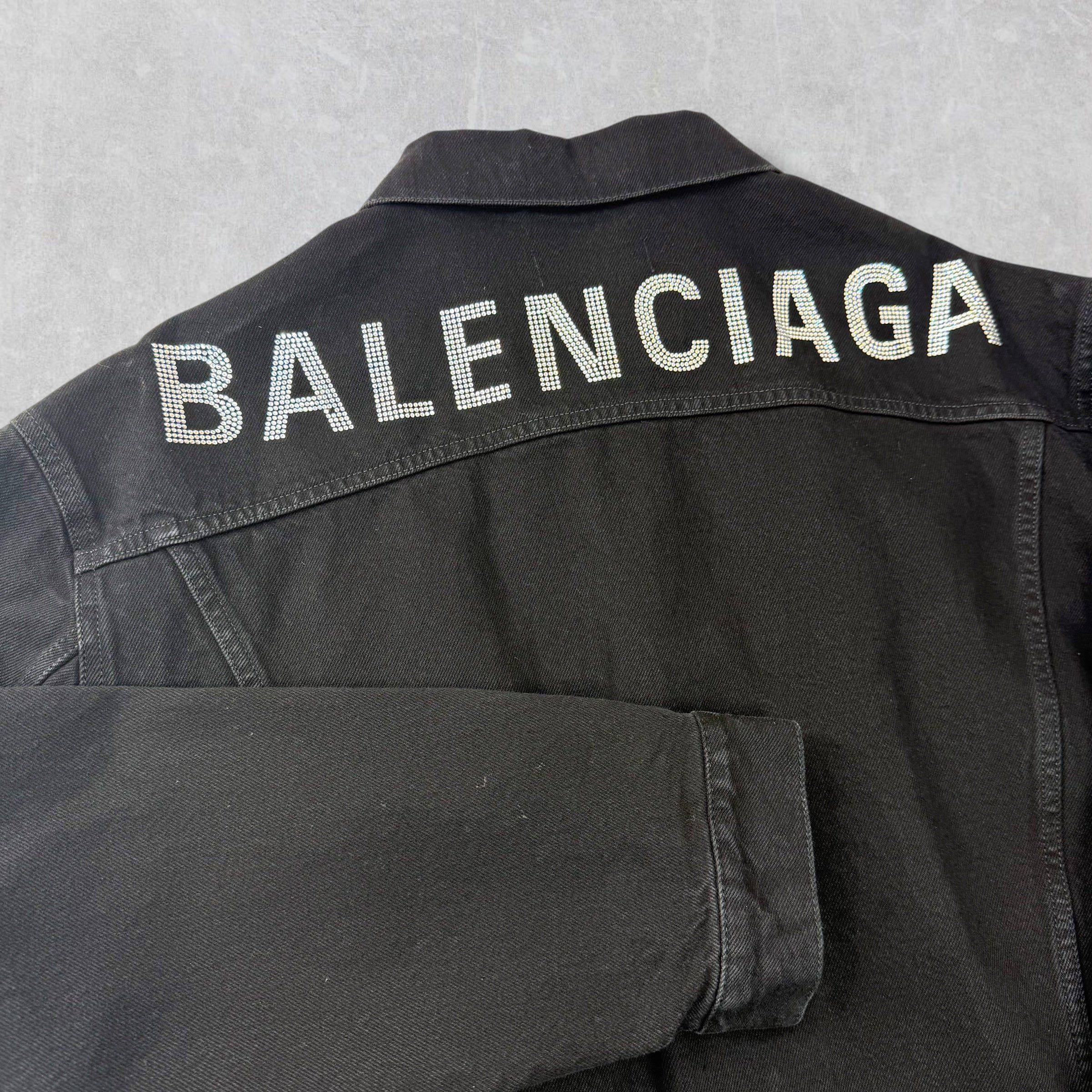 Balenciaga Balenciaga Crystal Logo Denim Jacket 36 (M) Size US M / EU 48-50 / 2 - 4 Thumbnail