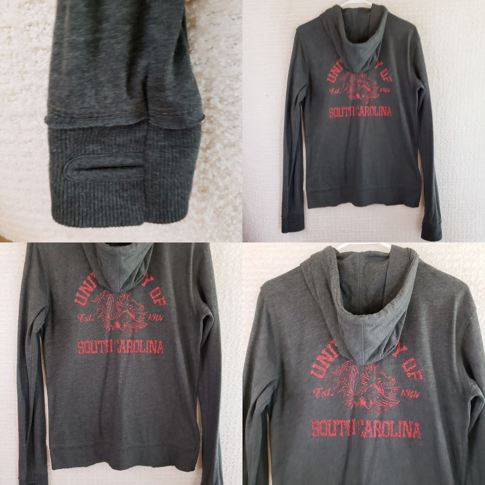Vintage VINTAGE USC Gamecocks Women XL Charcoal Gray Full Zip Hoodie Lightweight Sweater Size XL / US 12-14 / IT 48-50 - 8 Thumbnail