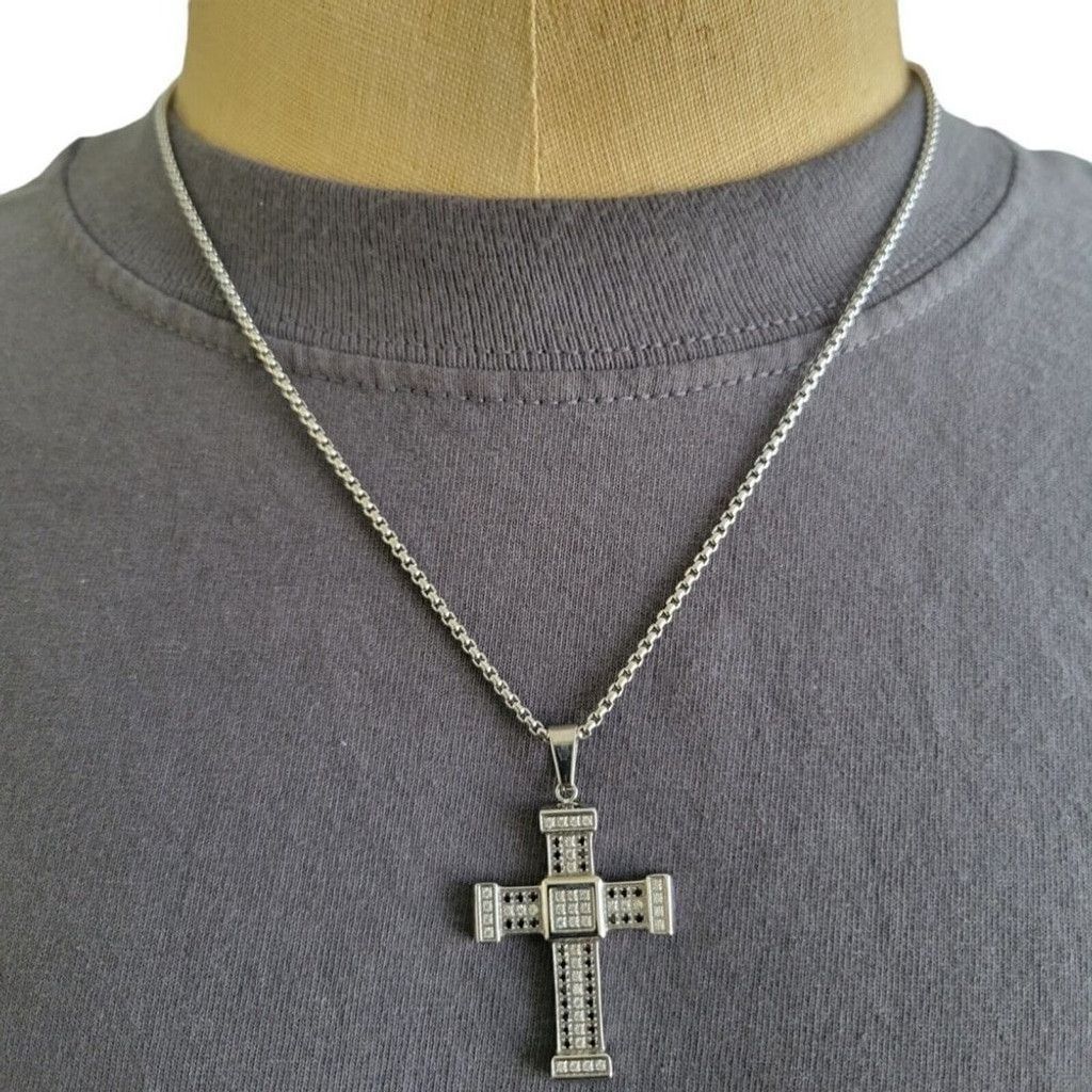 The Unbranded Brand Legacy for MEN by Simone Sm Mens Crystal Cross 24 Stainless Size ONE SIZE - 1 Thumbnail