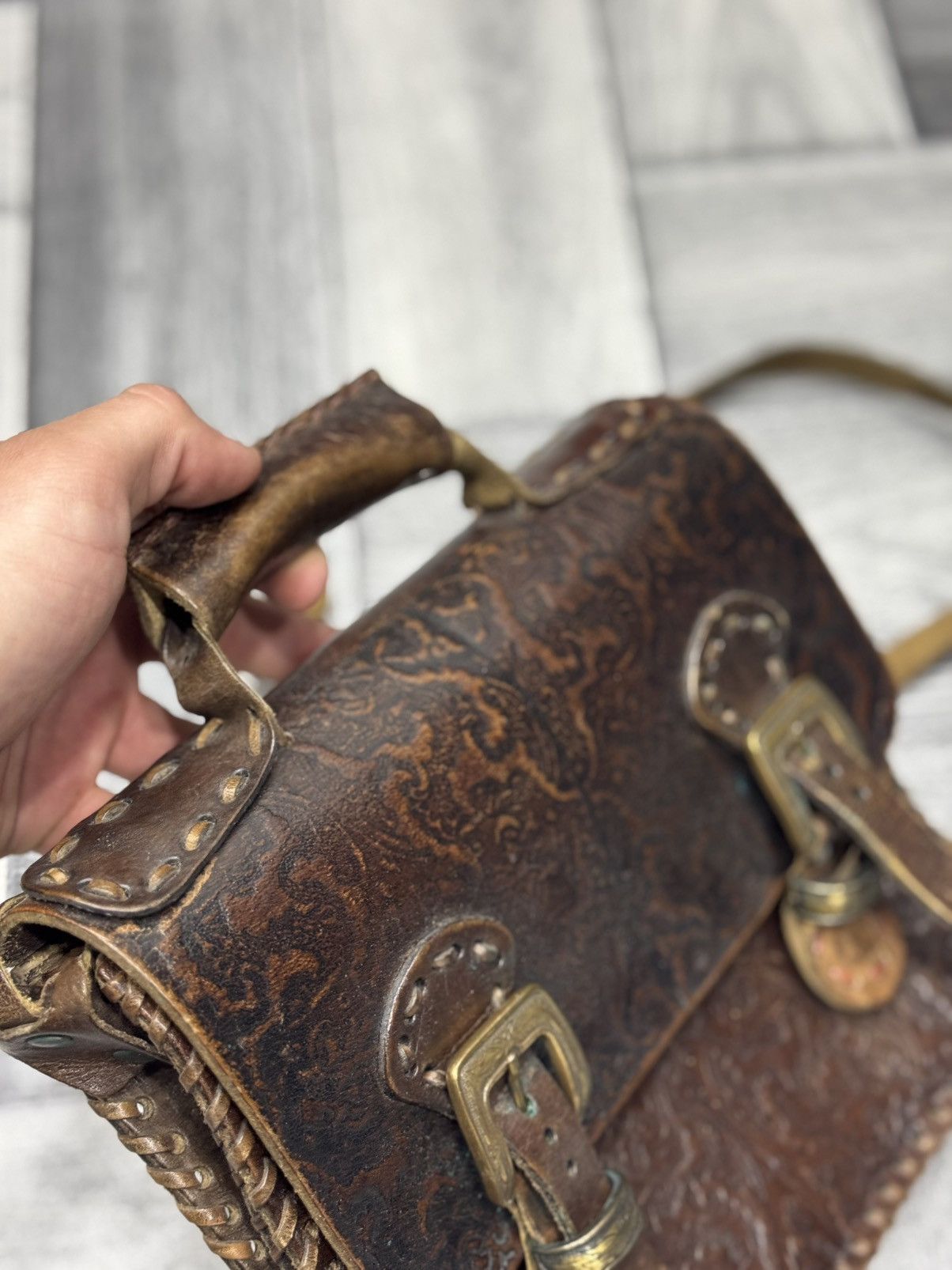 Vintage vintage embossed leather bag Size ONE SIZE - 4 Thumbnail