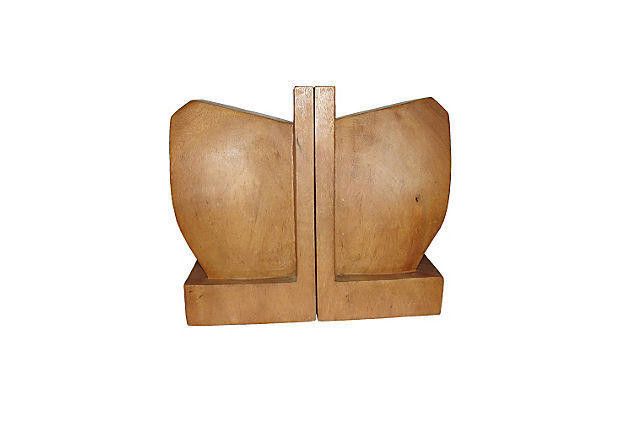 Designer Arts and Crafts Drama Face Wood Bookends Size ONE SIZE - 5 Thumbnail