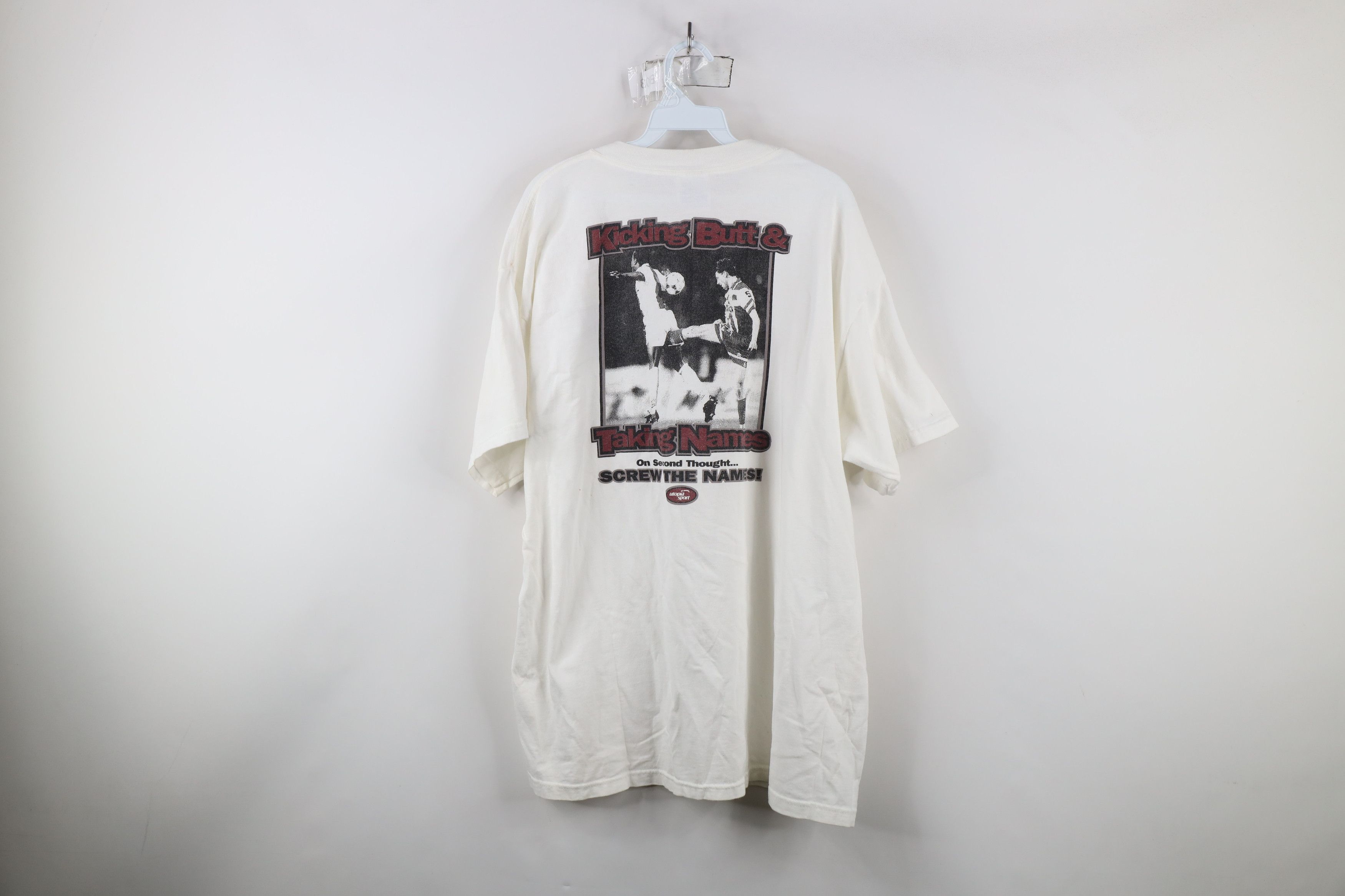Vintage Vintage 90s and Taking Names Soccer Football T-Shirt White Size US XL / EU 56 / 4 - 12 Thumbnail