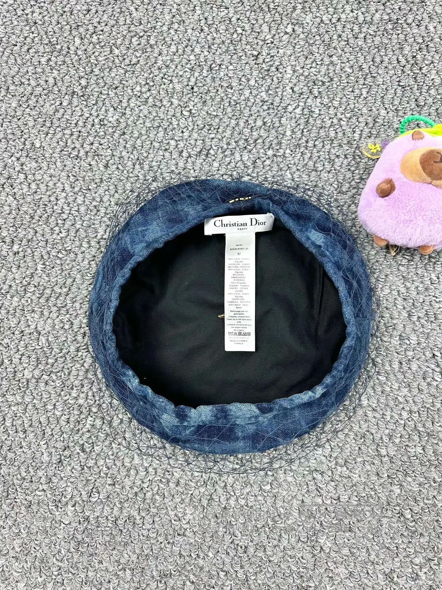 Dior Dior size 57 Blue Denim and Mesh Lace Beret| Size ONE SIZE - 3 Thumbnail