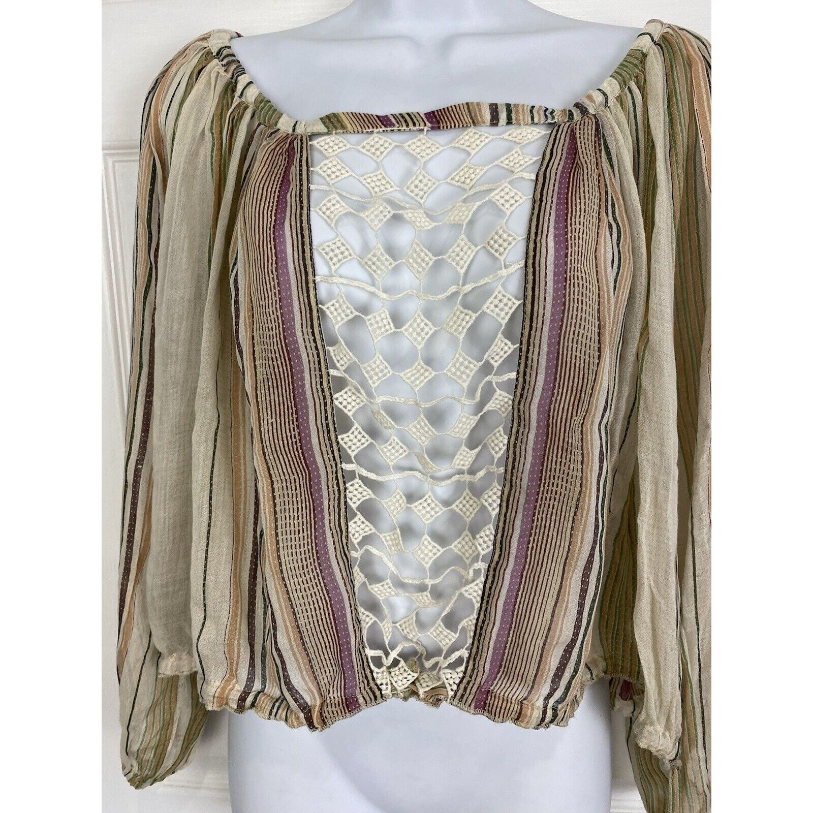Free People Free People One Top S XS Tunic Boho Long Sleeve Top Sheer Size S / US 4 / IT 40 - 2 Thumbnail