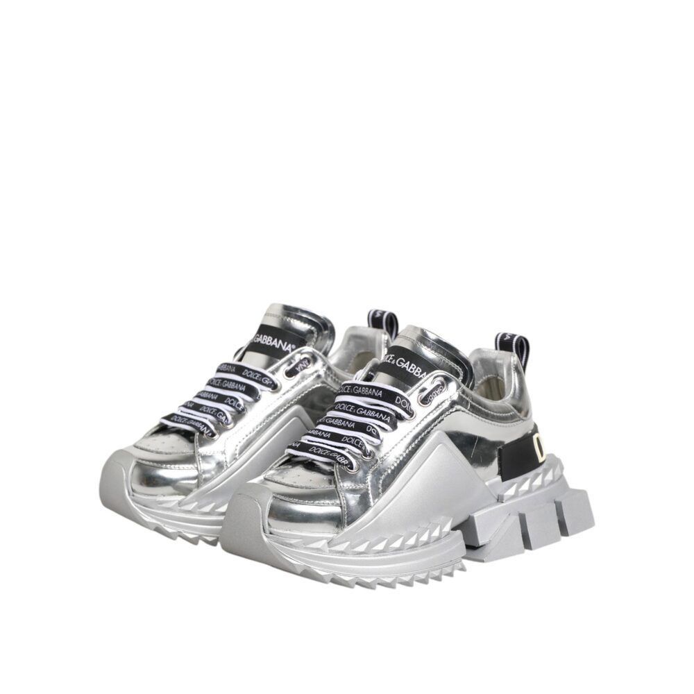 Dolce & Gabbana Dolce & Gabbana Silver Leather Super Queen Sneakers Shoes Size US 5 / IT 35 - 4 Thumbnail