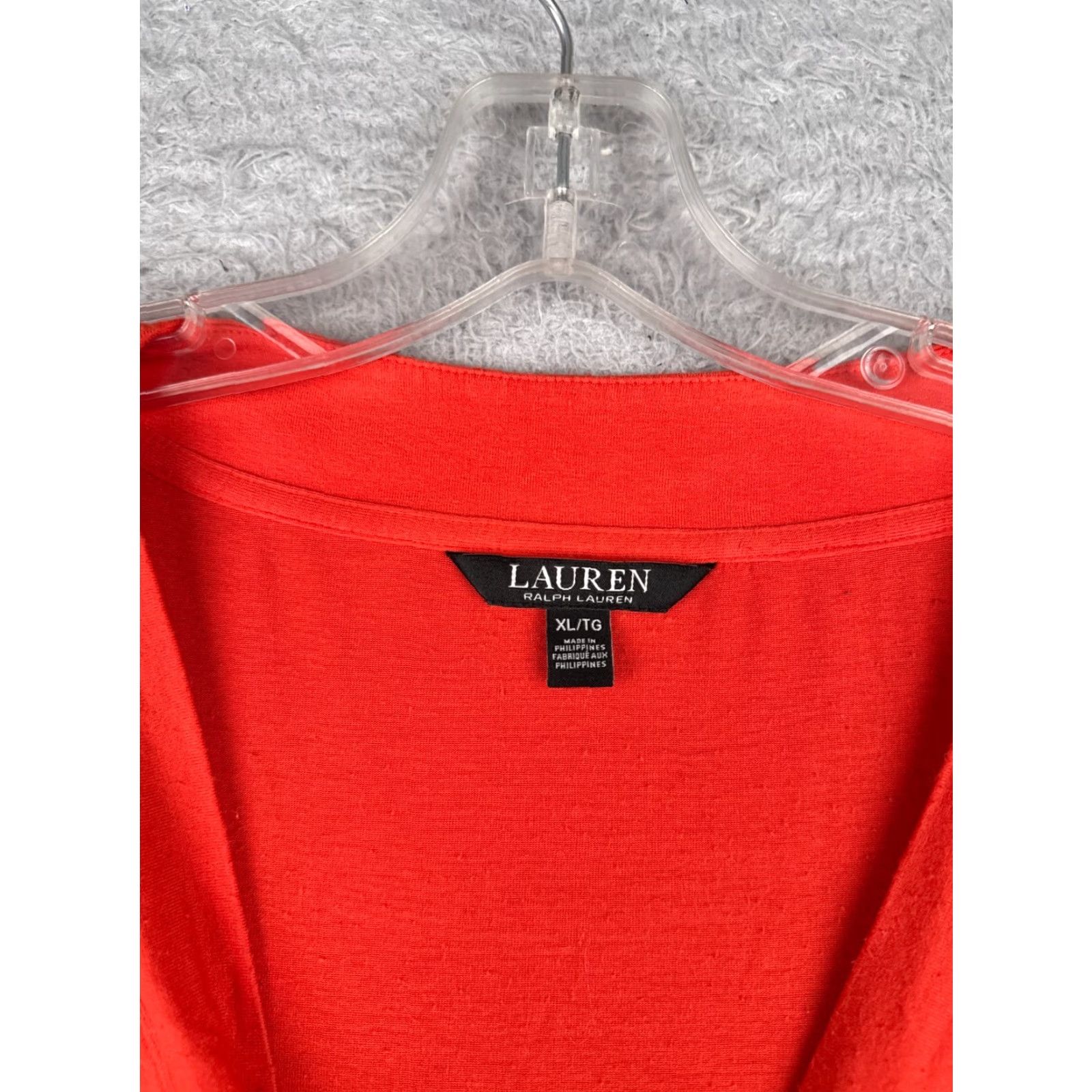 Ralph Lauren Lauren Ralph Lauren Shirt Women XL Orange Viscose Blend Black Label, Logo, Knit, T-Shirt, Casual, Regular, Long Sleeve, Pullover, V-Neck, City, 90s? Size XL / US 12-14 / IT 48-50 - 6 Thumbnail