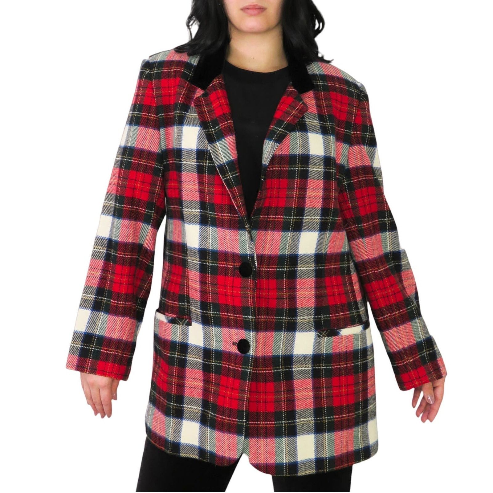 Vintage 90s White Stag Vintage Black & Red Plaid Wool Blazer XL Size XL / US 12-14 / IT 48-50 - 3 Thumbnail