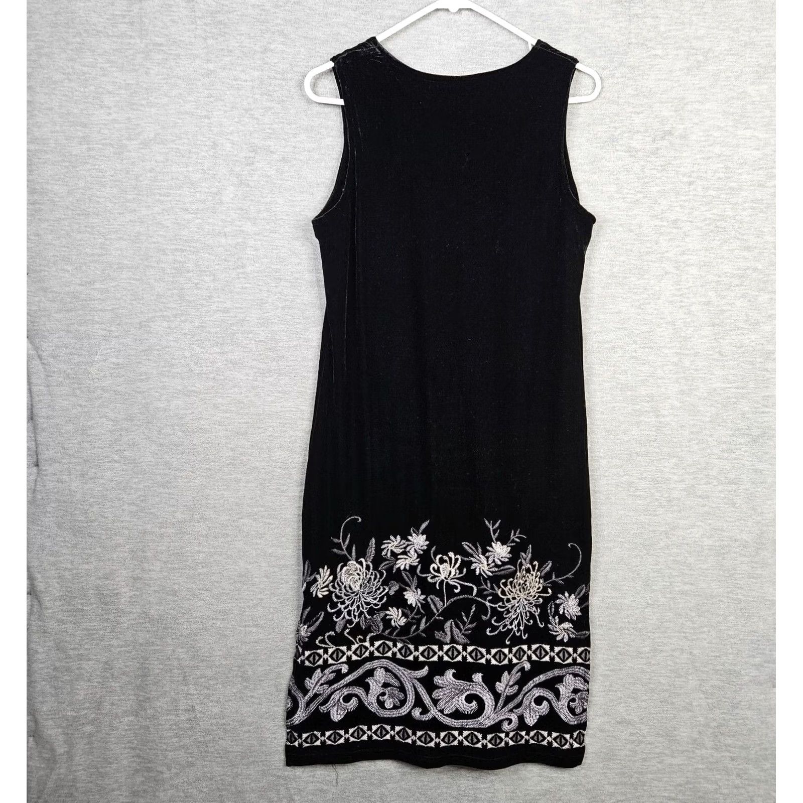 Velvet Paparazzi Dress Womens Black Velvet Floral Printed Sleeveless A-Line Size S New Size S / US 4 / IT 40 - 3 Thumbnail