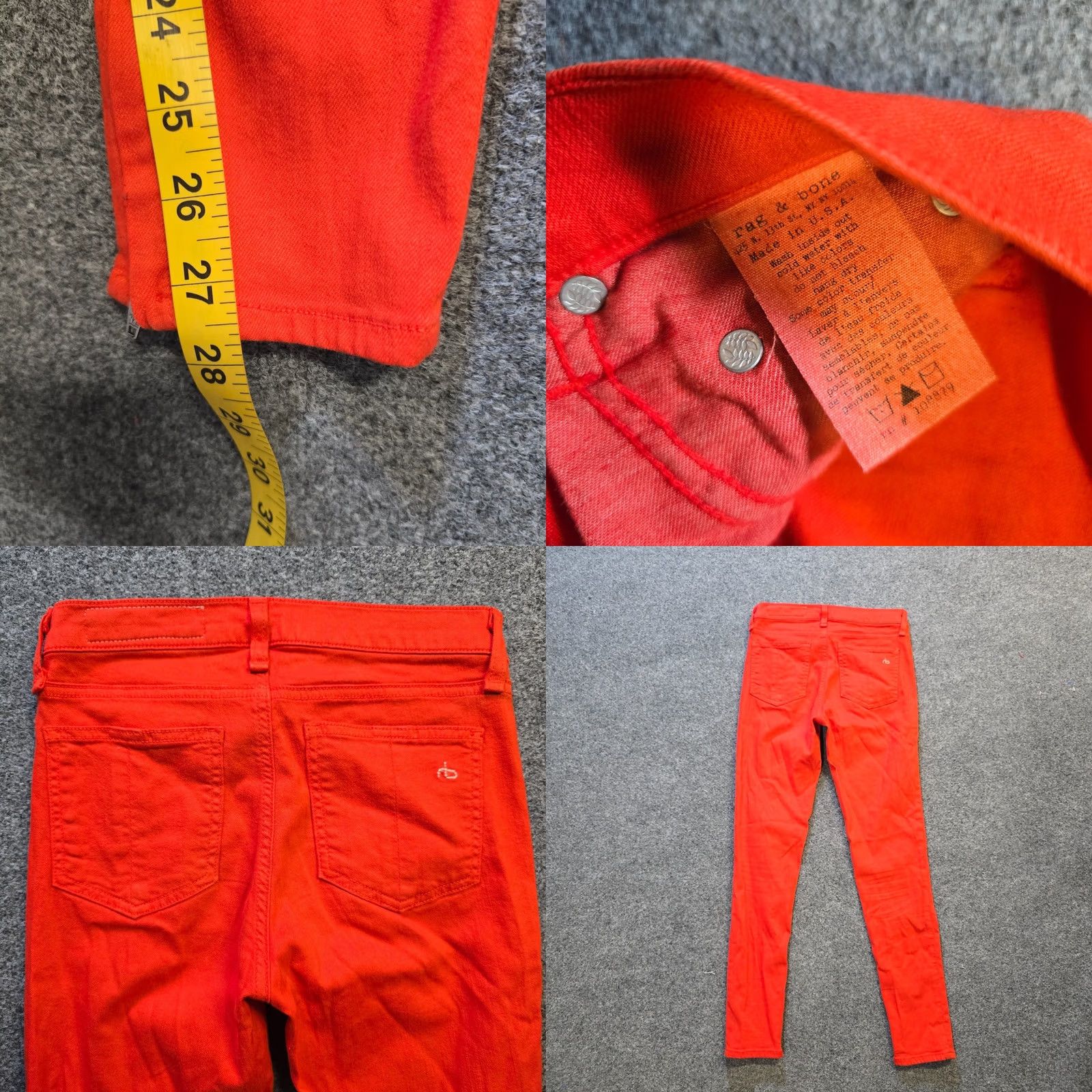 Rag & Bone Rag Bone Jeans Womens Size 24 Orange Side Zipper Stretch Cropped Casual Capsule Denim 5-Pocket Regular Rise Jeans Womens Size 42" / US 20 - 8 Thumbnail