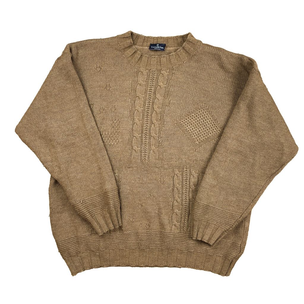 Ermenegildo Zegna Ermenegildo Zegna Cable Knit Crew Neck Wool Brown Sweater Size US XL / EU 56 / 4 - 2 Thumbnail