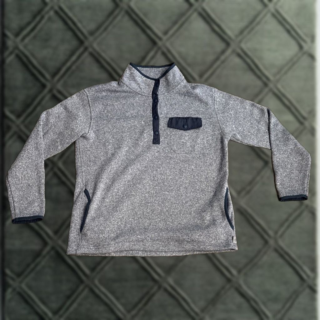 Eddie Bauer Eddie Bauer Fleece Women’s Sz Med L/S Pullover Snaps Pocket 2207 Blue Heathered" Size M / US 6-8 / IT 42-44 - 1 Thumbnail