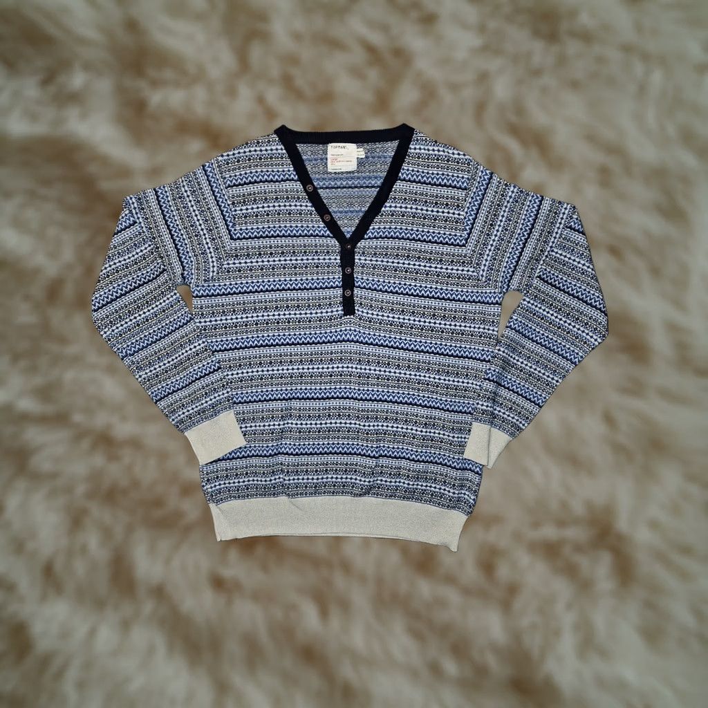 Topman Topman Sweater Men L Long Sleeve 1/2 Button Blue Lt Weight Classic Preppy Knit Pullover Lightweight Stretch Wool Mix Size US L / EU 52-54 / 3 - 1 Thumbnail