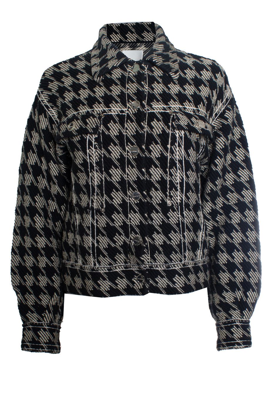 Sandro Sandro, pied de poule jacket in beige and black Size S / US 4 / IT 40 - 1 Thumbnail