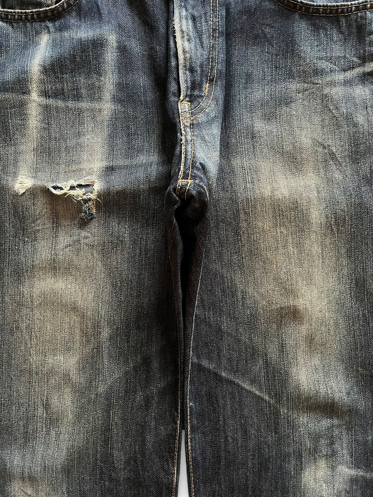 Edwin Vintage Japan Edwin 403 Indigo Distressed Loose Jeans Size US 34 / EU 50 - 5 Thumbnail