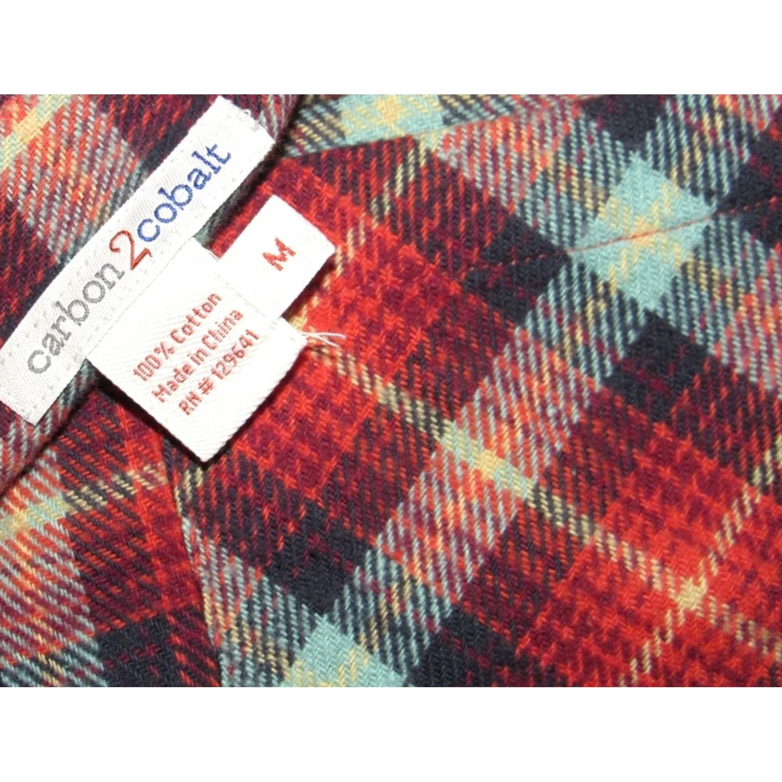 Carbon2Cobalt CARBON2COBALT Red Plaid Long Sleeve Button Down Flannel Shirt Medium M Size US M / EU 48-50 / 2 - 3 Thumbnail