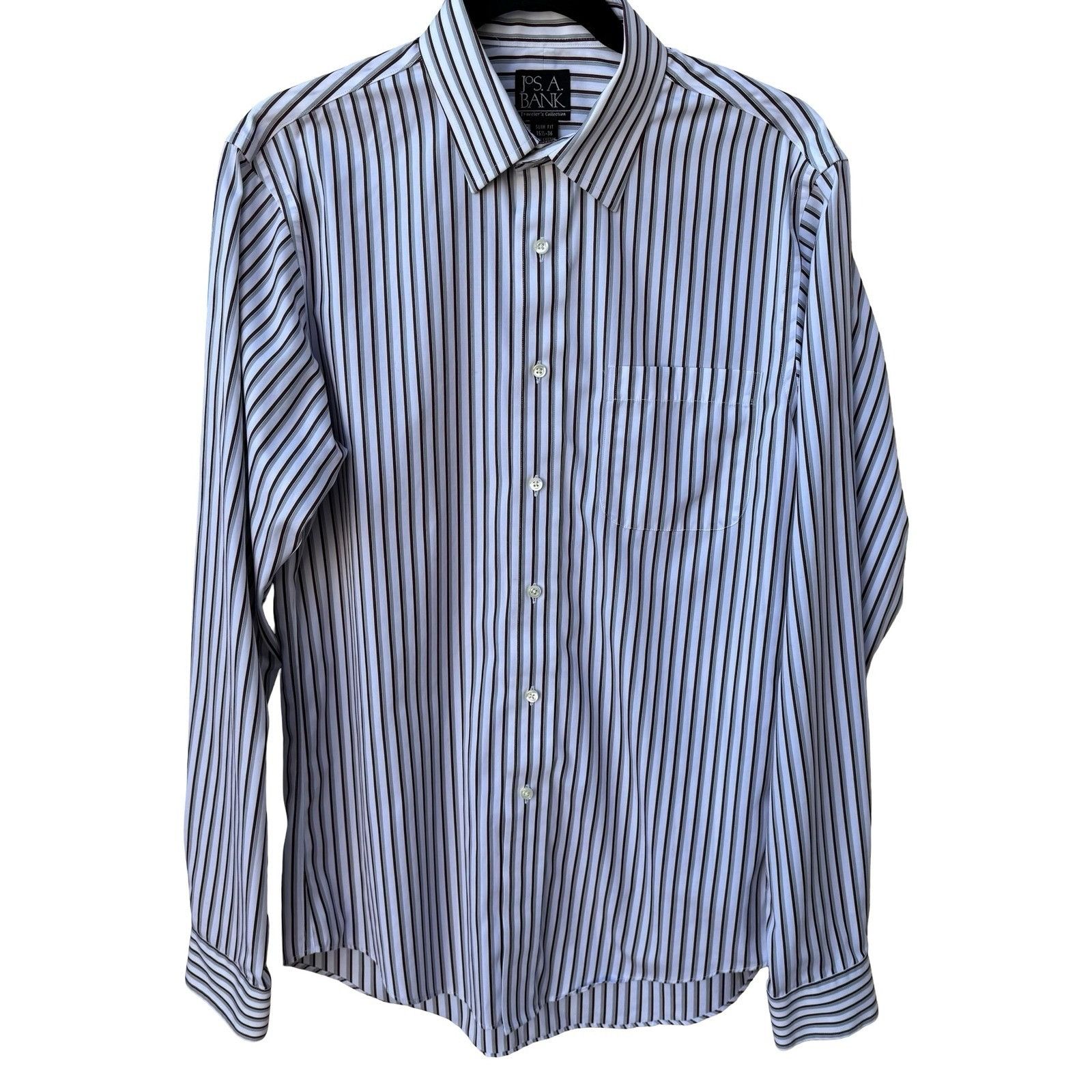 Jos. A. Bank Jos. A. Bank Traveler's Collection Slim Fit Striped Dress Sh Size US M / EU 48-50 / 2 - 1 Thumbnail