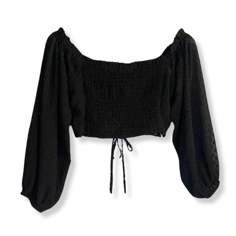 Aeropostale Aeropostale Cropped Top Lace Up Off Shoulder Black W S NWOT Size S / US 4 / IT 40 - 7 Thumbnail