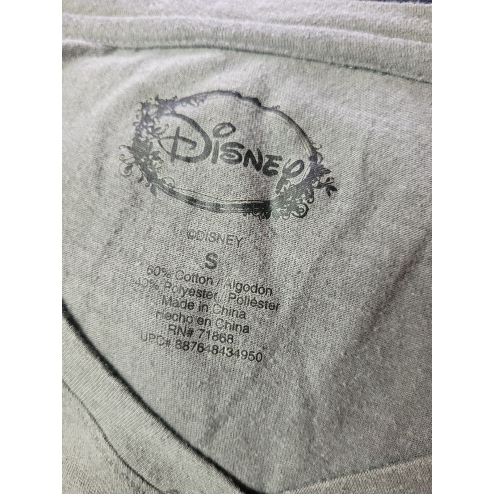 Disney Womens Disney T-Shirt Mickey Mouse V-Neck Small Gray Short Sleeve Casual Womens Size S / US 4 / IT 40 - 2 Thumbnail