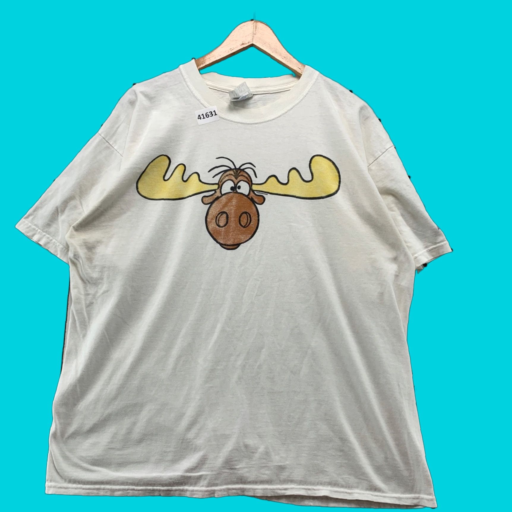 Gildan Vintage Rocky & Bullwinkle T-Shirt Men's XL White Cartoon 1990s Game logo Size US XL / EU 56 / 4 - 1 Thumbnail