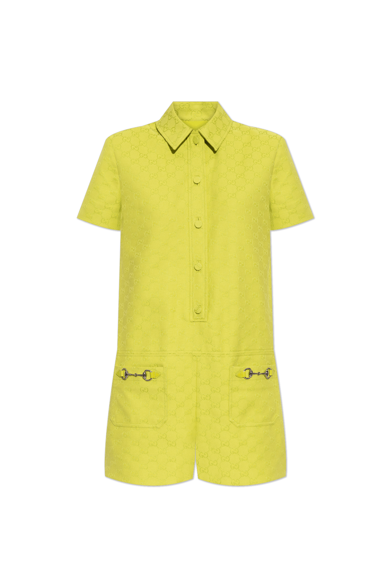 Gucci o1la5ras0526 GG Canvas Jumpsuits With Horsebit in Green Size 27" / US 4 / IT 40 - 1 Thumbnail