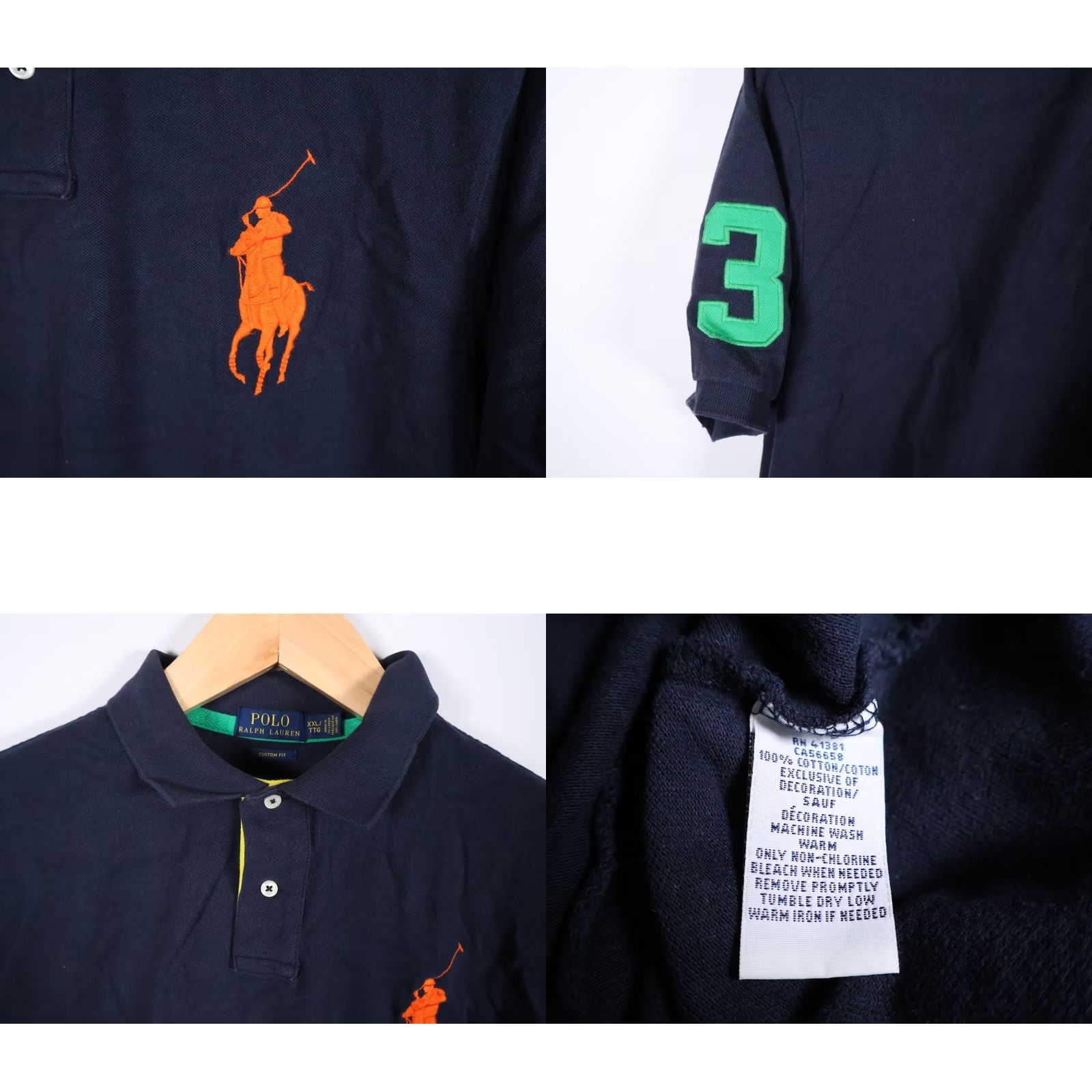 Polo Ralph Lauren Polo Ralph Lauren Shirt Men's 2XL Blue Orange Green #3 Custom Fit Big Pony Polo Shirt Size US XXL / EU 58 / 5 - 8 Thumbnail