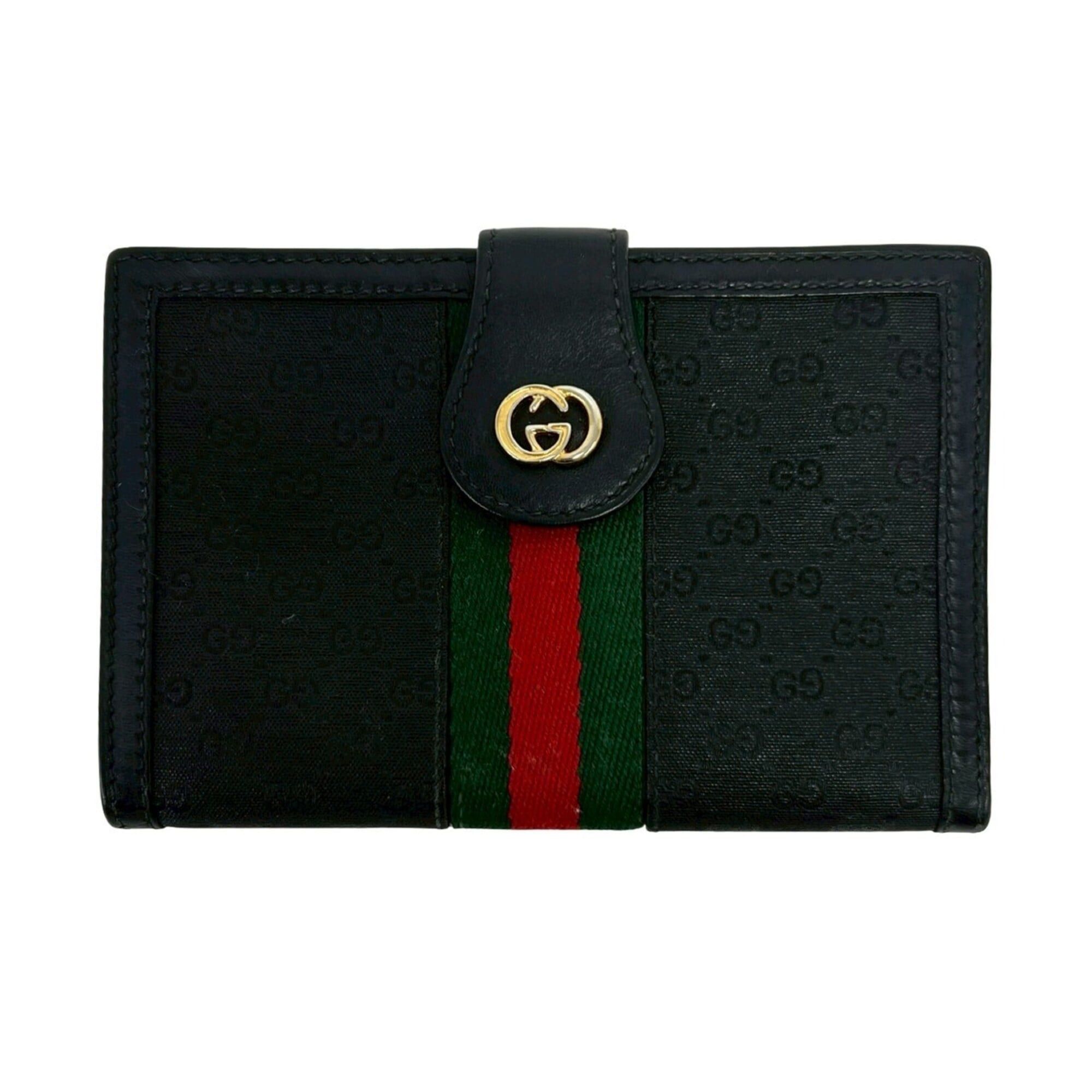 Gucci GUCCI Old Gucci Sherry Line Micro GG Logo Hardware Leather Bi-fold Wallet Black 33588 Size ONE SIZE - 1 Thumbnail