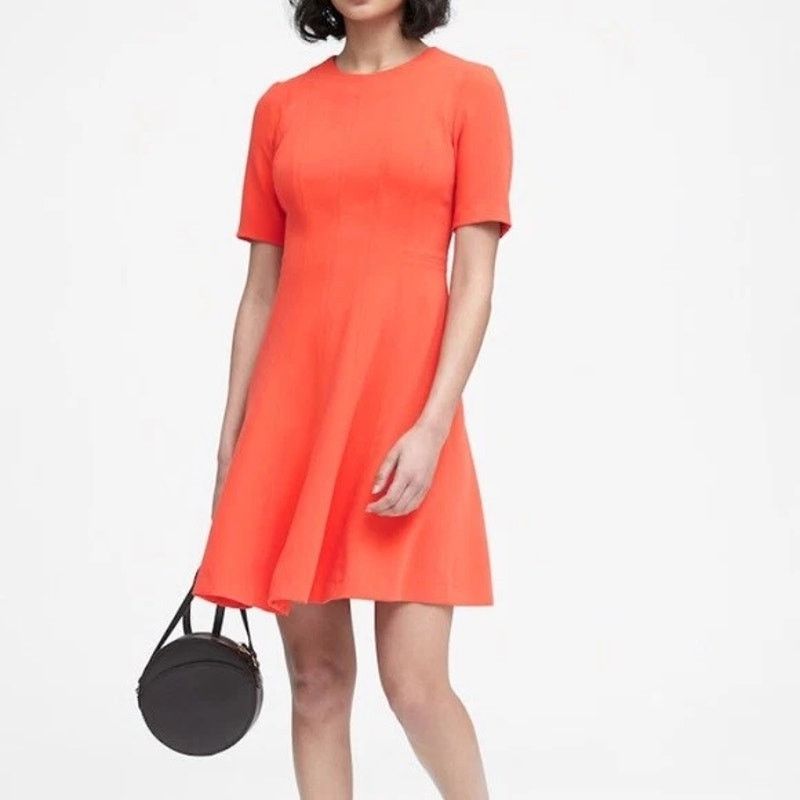 Banana Republic Banana Republic Fit & Flare Mini Dress Orange Women's US 2 Size XS / US 0-2 / IT 36-38 - 1 Thumbnail