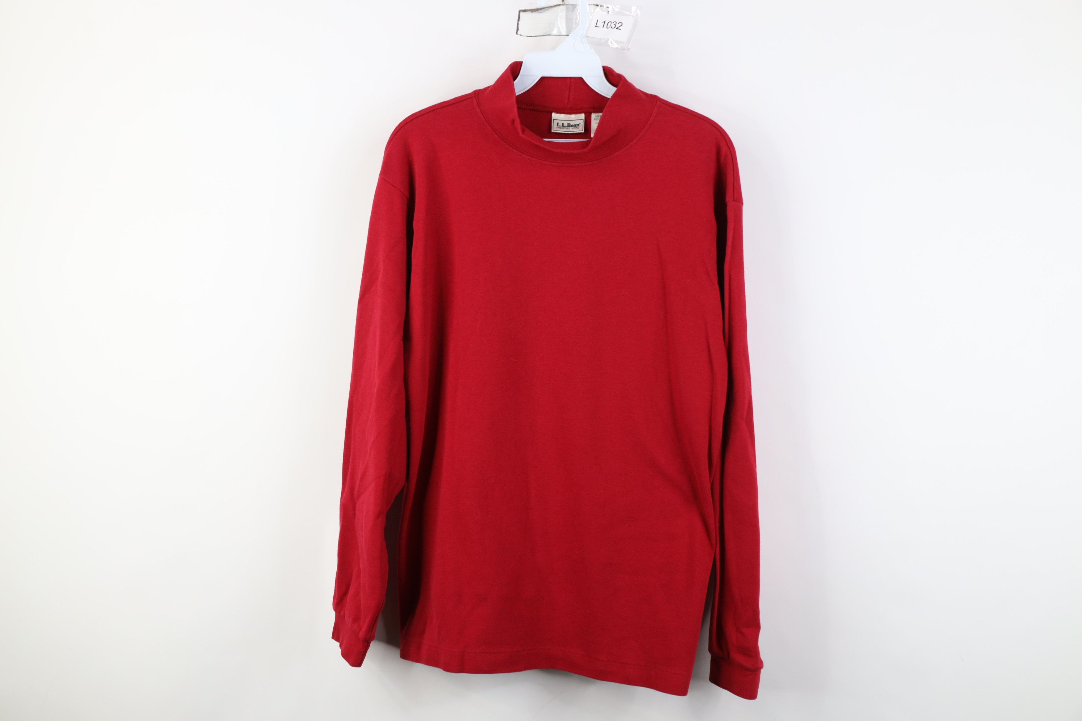 L.L. Bean Vintage 90s LL Bean Mock Neck Long Sleeve T-Shirt Red USA Size US M / EU 48-50 / 2 - 1 Thumbnail