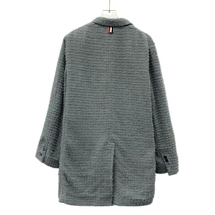 Thom Browne Thom Browne Gray Stripe Cotton Double-Breasted Jacket Size US S / EU 44-46 / 1 - 2 Thumbnail