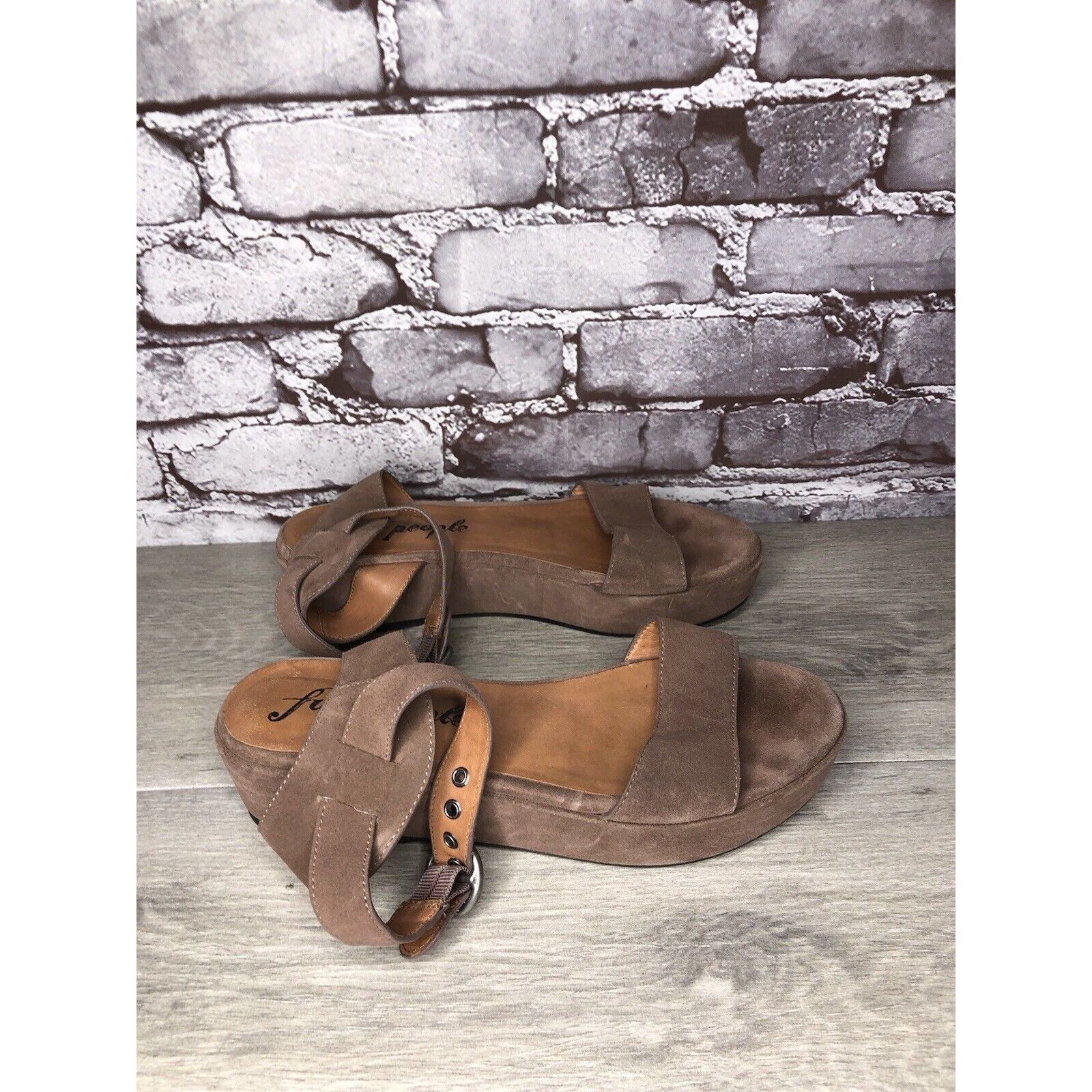 Free People Free People Plum Taupe Suede Platform Ankle Strap Sandals Wo Size US 8 / IT 38 - 3 Thumbnail