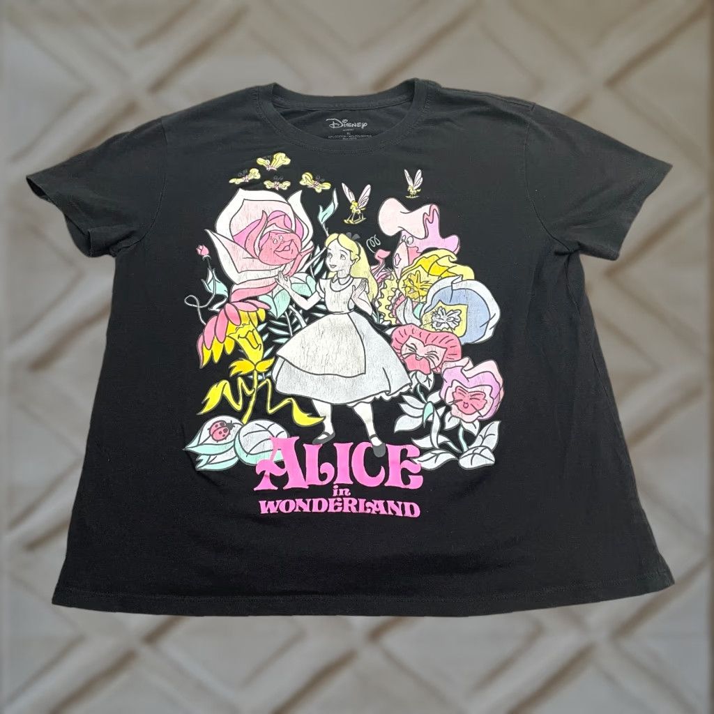 Disney Disney Alice In Wonderland Graphic T-Shirt Womens XL Black Crew Neck Casual Tee Size XL / US 12-14 / IT 48-50 - 1 Thumbnail