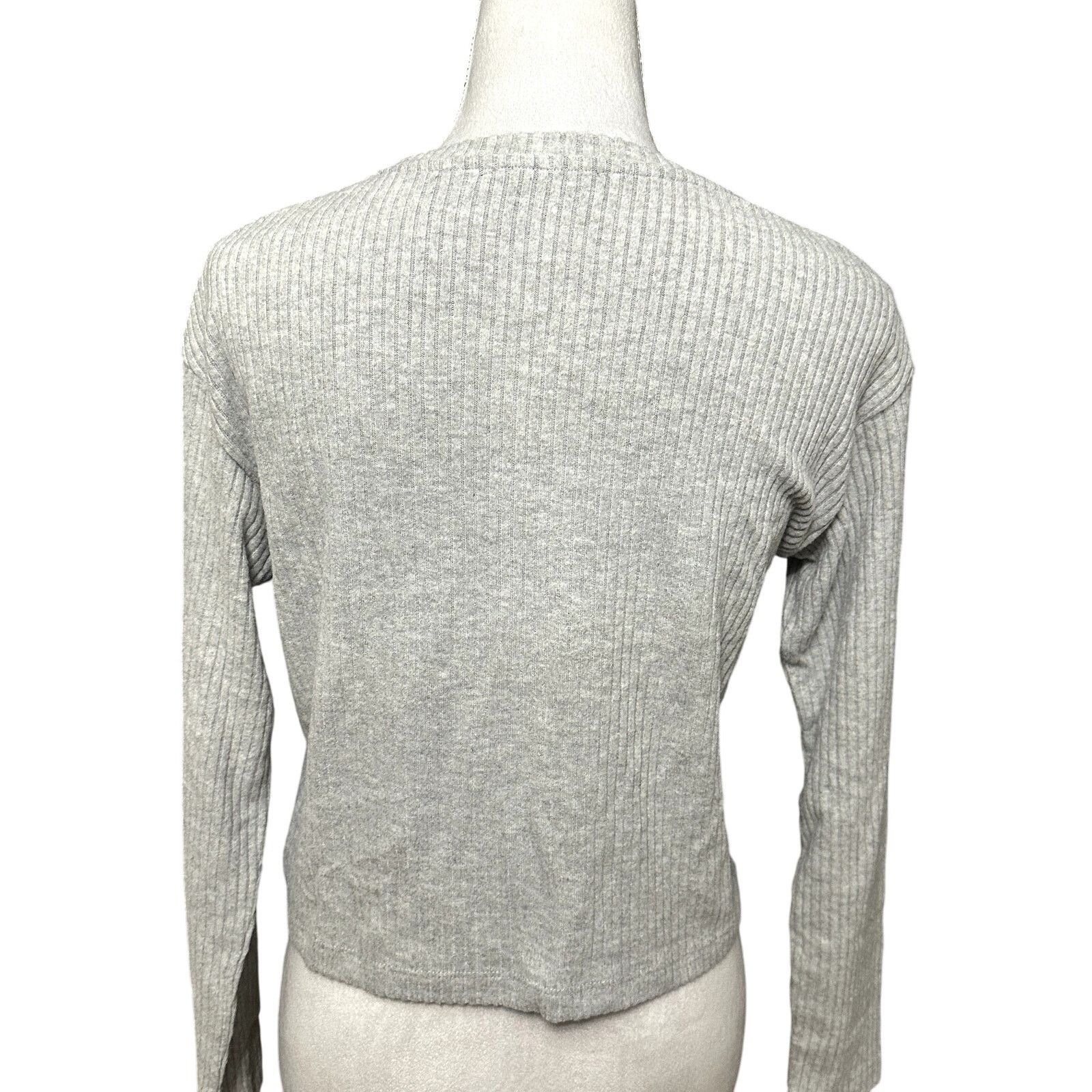 Other Black Tape Sweater Ribbed Cropped Long Sleeve Gray XS NWT Size XS / US 0-2 / IT 36-38 - 6 Thumbnail