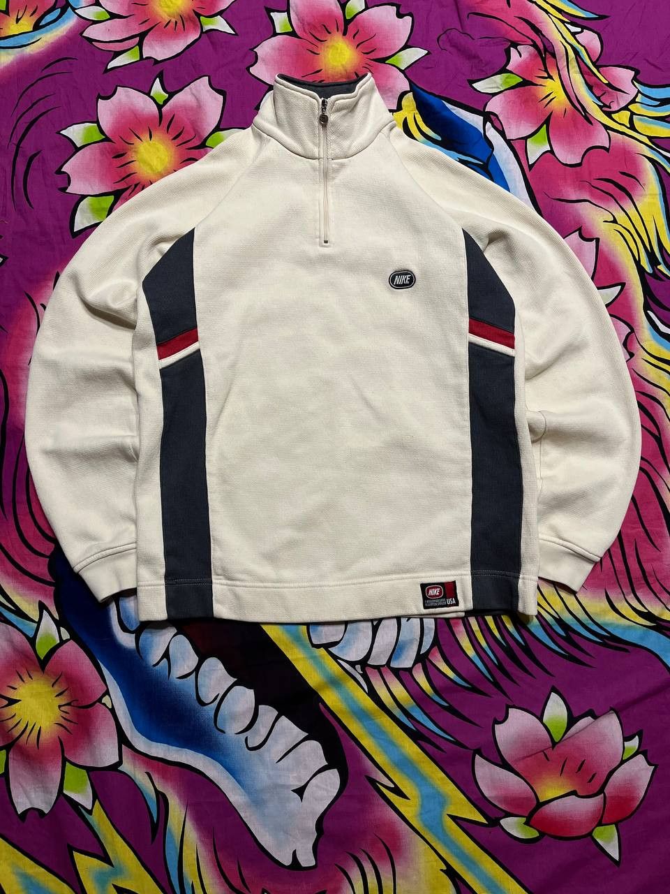 Nike × Vintage Vintage Nike 1/3 zip sweatshirt in white 00s Size US S / EU 44-46 / 1 - 1 Thumbnail