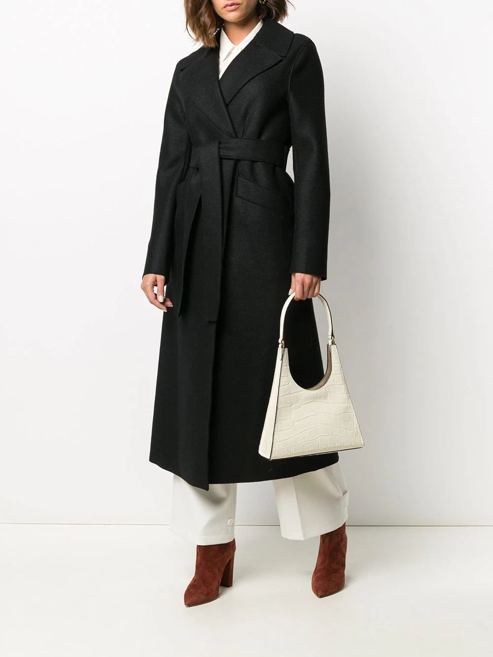 o1s22i1n1024 Pressed Wool Long Coat in Black