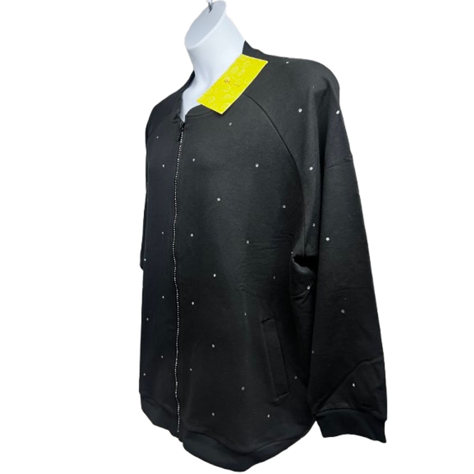 Other Quacker Factory Black Zip Up Jacket Plus 3X Rhinestones New Size 3XL / US 20-22 - 1 Thumbnail