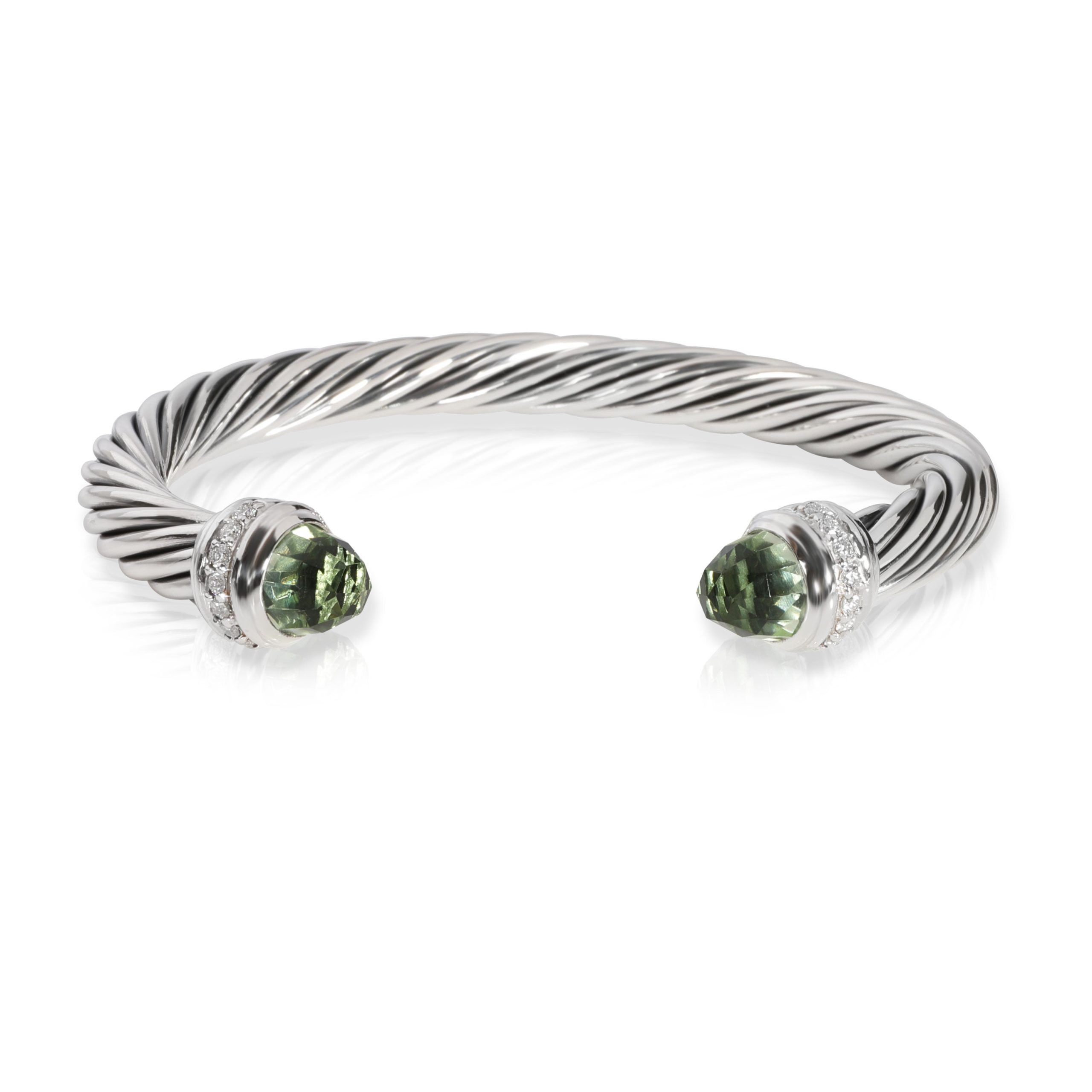 image of David Yurman Prasiolite Diamond Cable Bracelet In Sterling Silver 0.41 Ctw, Women's