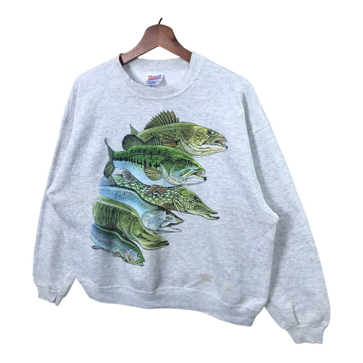 Hanes × Vintage Vintage 90’s Don Ray Harlequin Trout Fishing Sweatshirt Size US XL / EU 56 / 4 - 3 Thumbnail