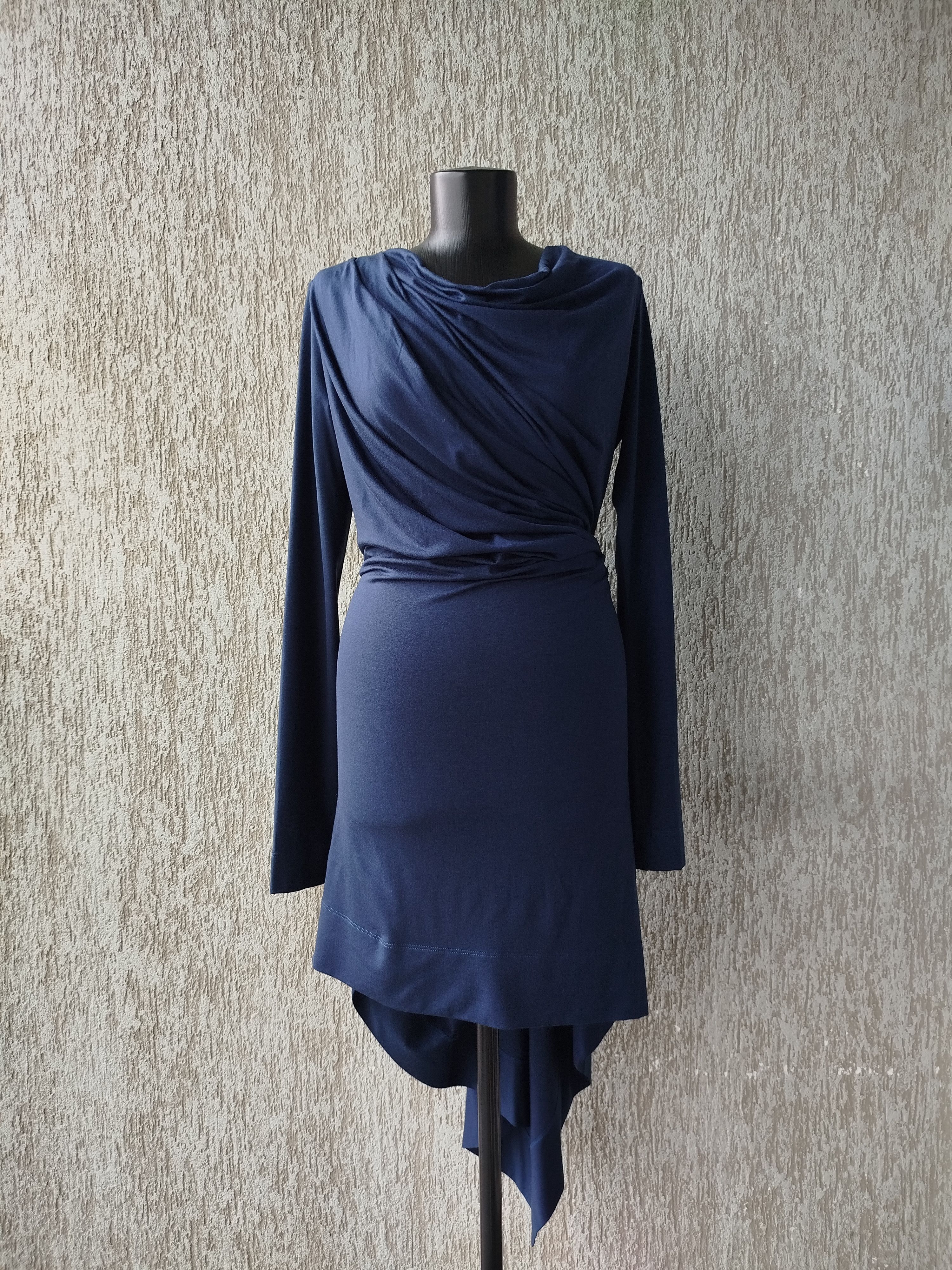 Vivienne Westwood Dress Long Sleeve Asymmetric Draped Wool A/W 2010 Size S Size S / US 4 / IT 40 - 2 Thumbnail