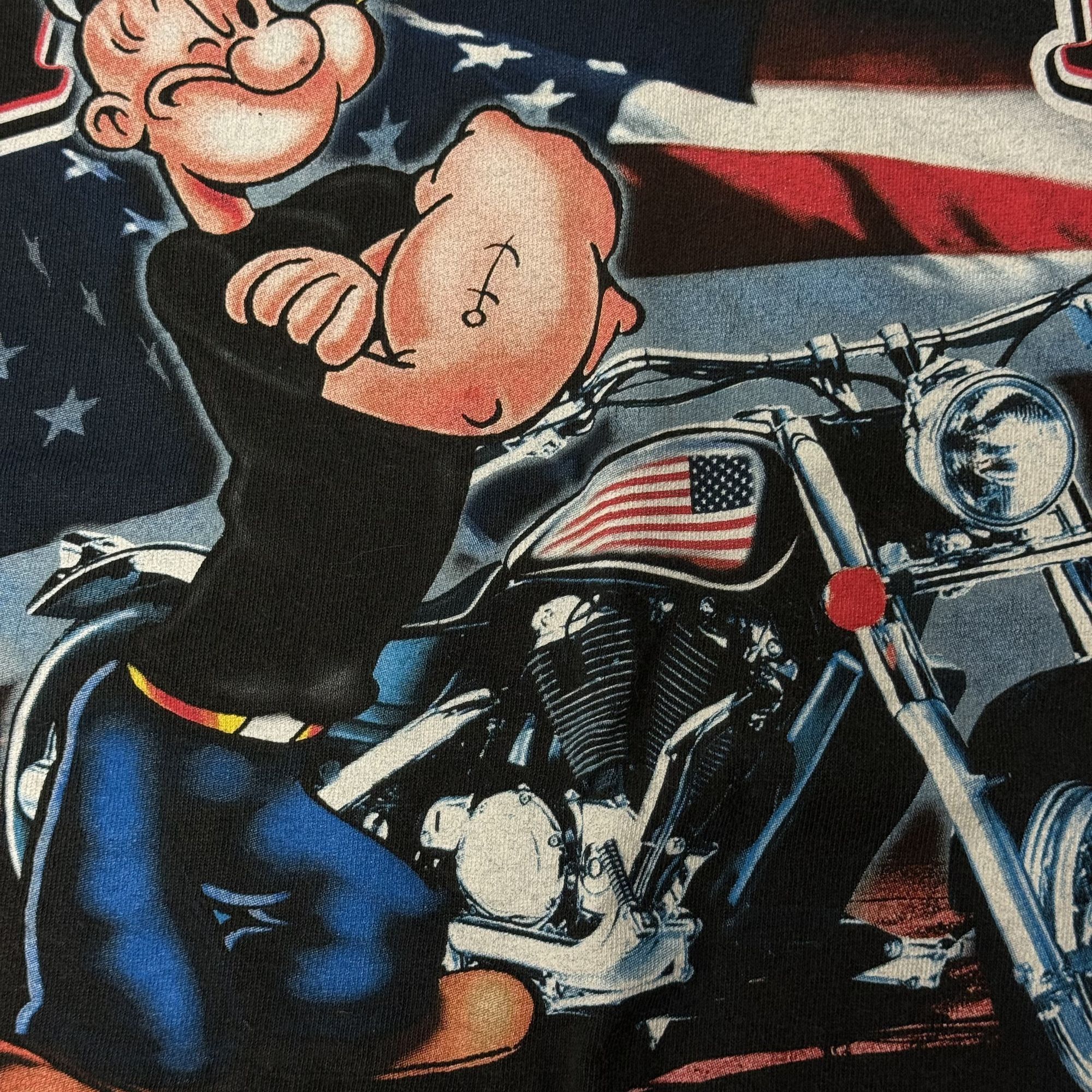 Other 90s Y2K POPEYE Ride With PRIDE USA FLAG Motorcycle Biker Tee Size US XL / EU 56 / 4 - 3 Thumbnail