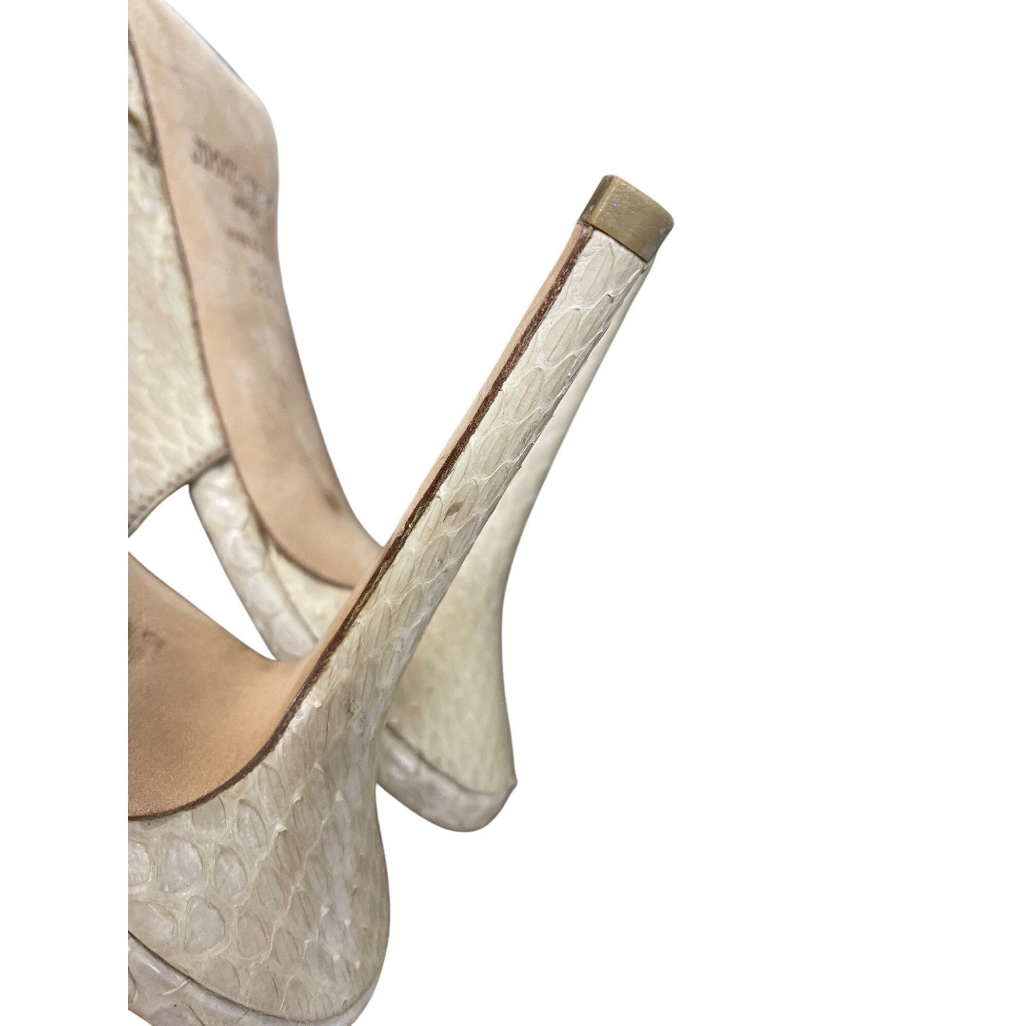 Jimmy Choo Jimmy Choo London womens beige snakeskin slingback leather 4 Size US 9.5 / IT 39.5 - 9 Thumbnail