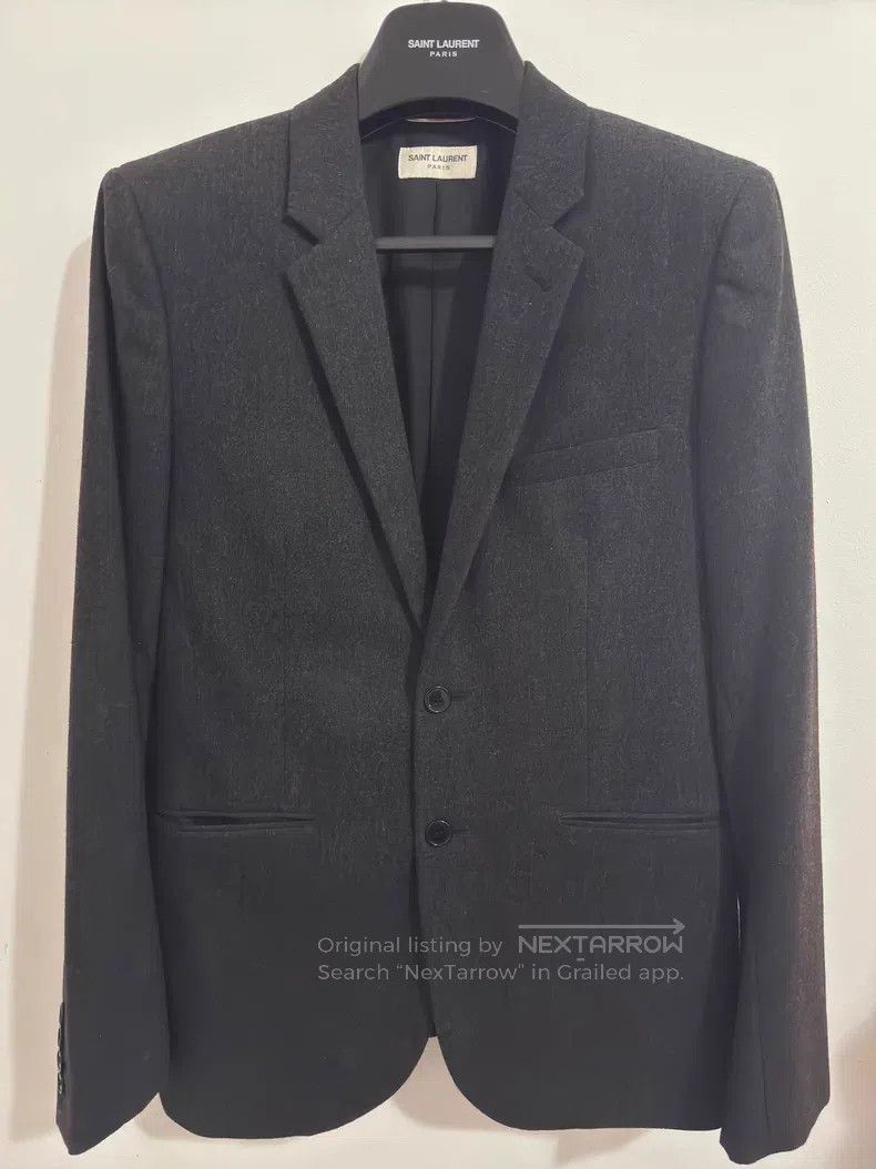Saint Laurent Paris Saint Laurent Paris Black and Gray Two-Button Notched Coll Size US M / EU 48-50 / 2 - 1 Thumbnail